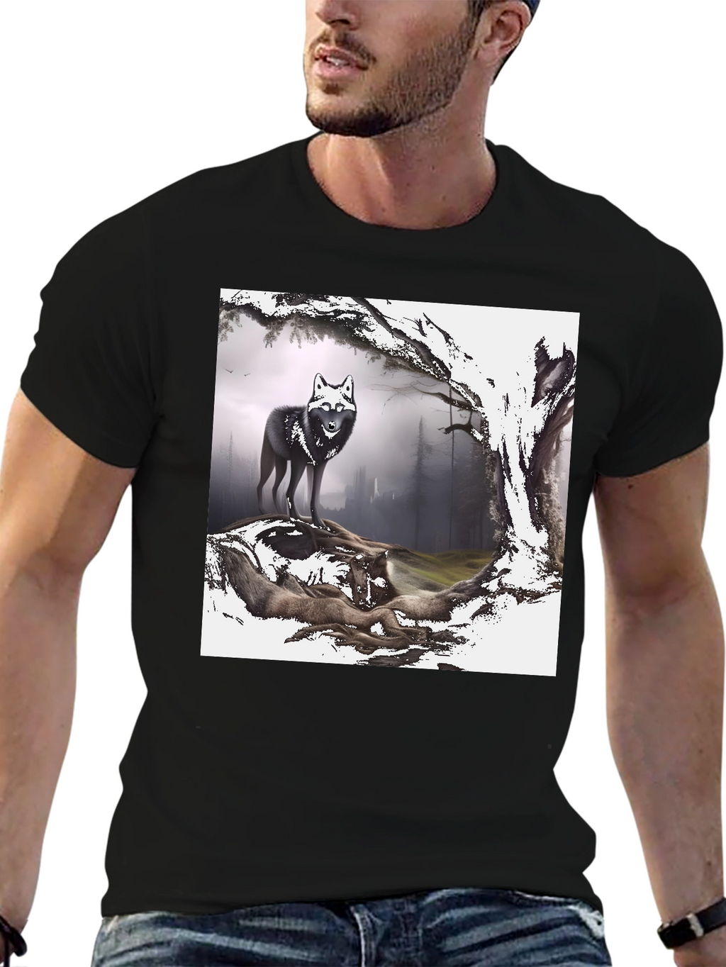 Wolf Pack Graphic Tee - Black