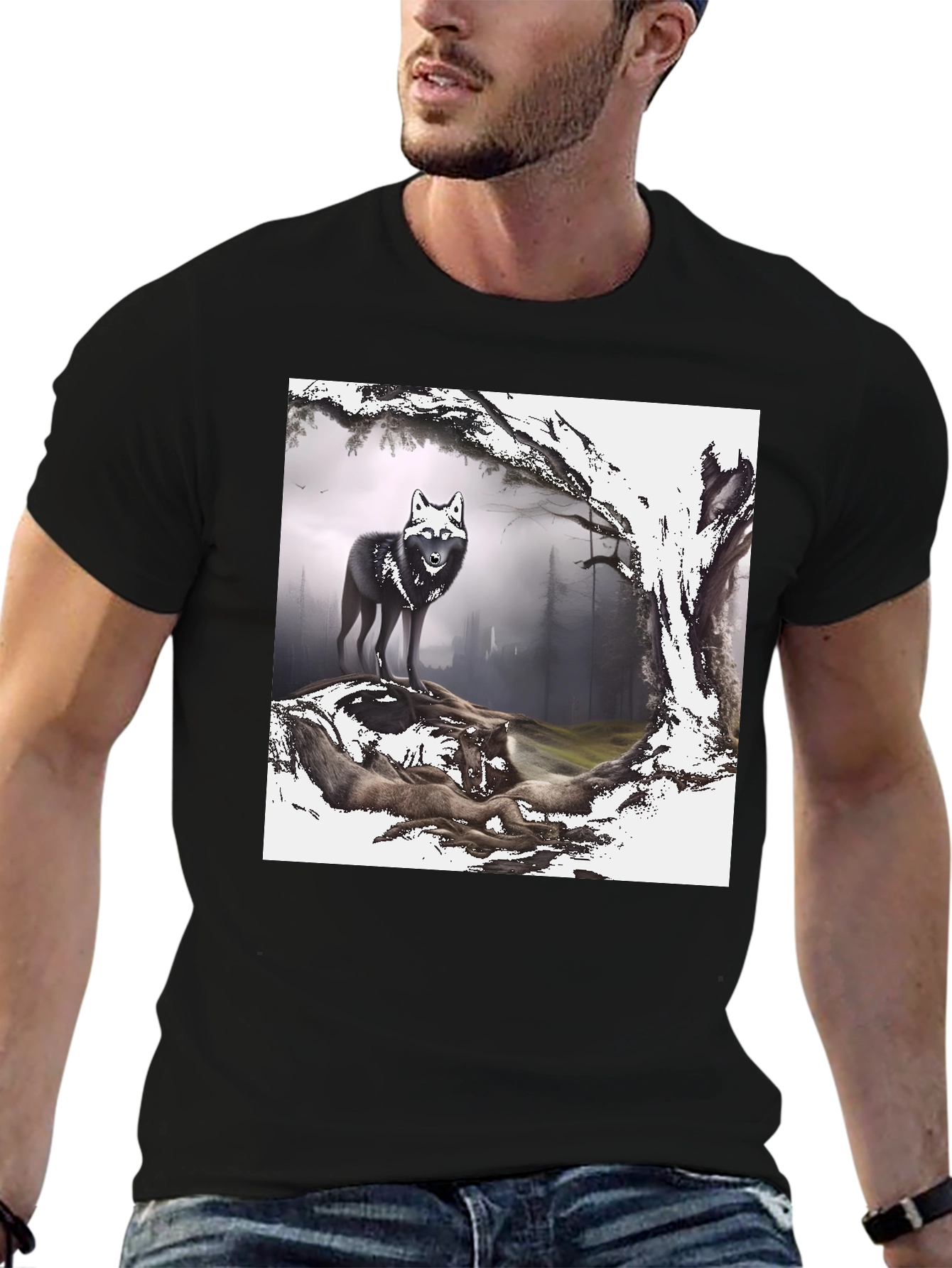 Wolf Pack Graphic Tee - Black