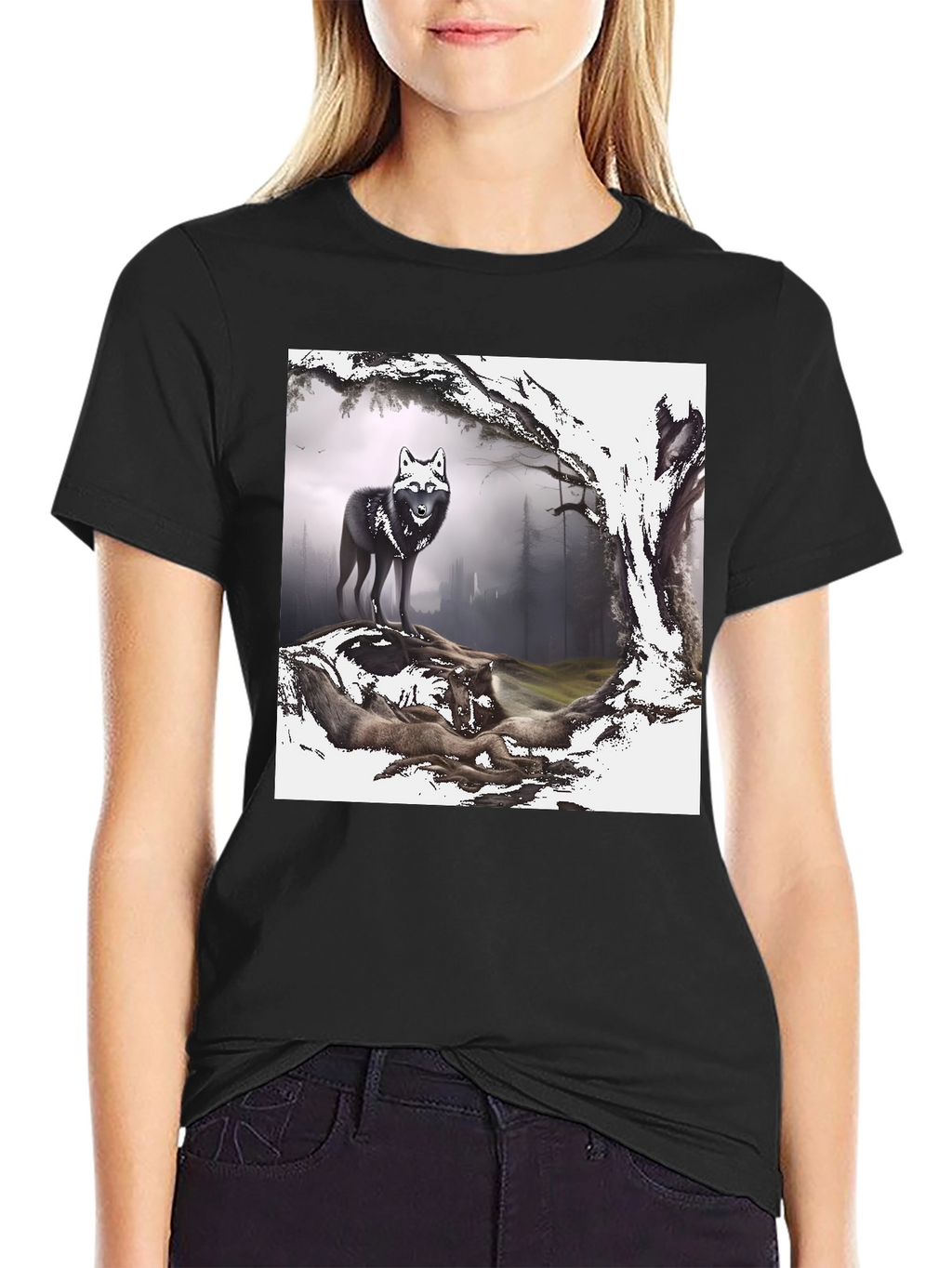Wolf Pack Graphic Tee - Black