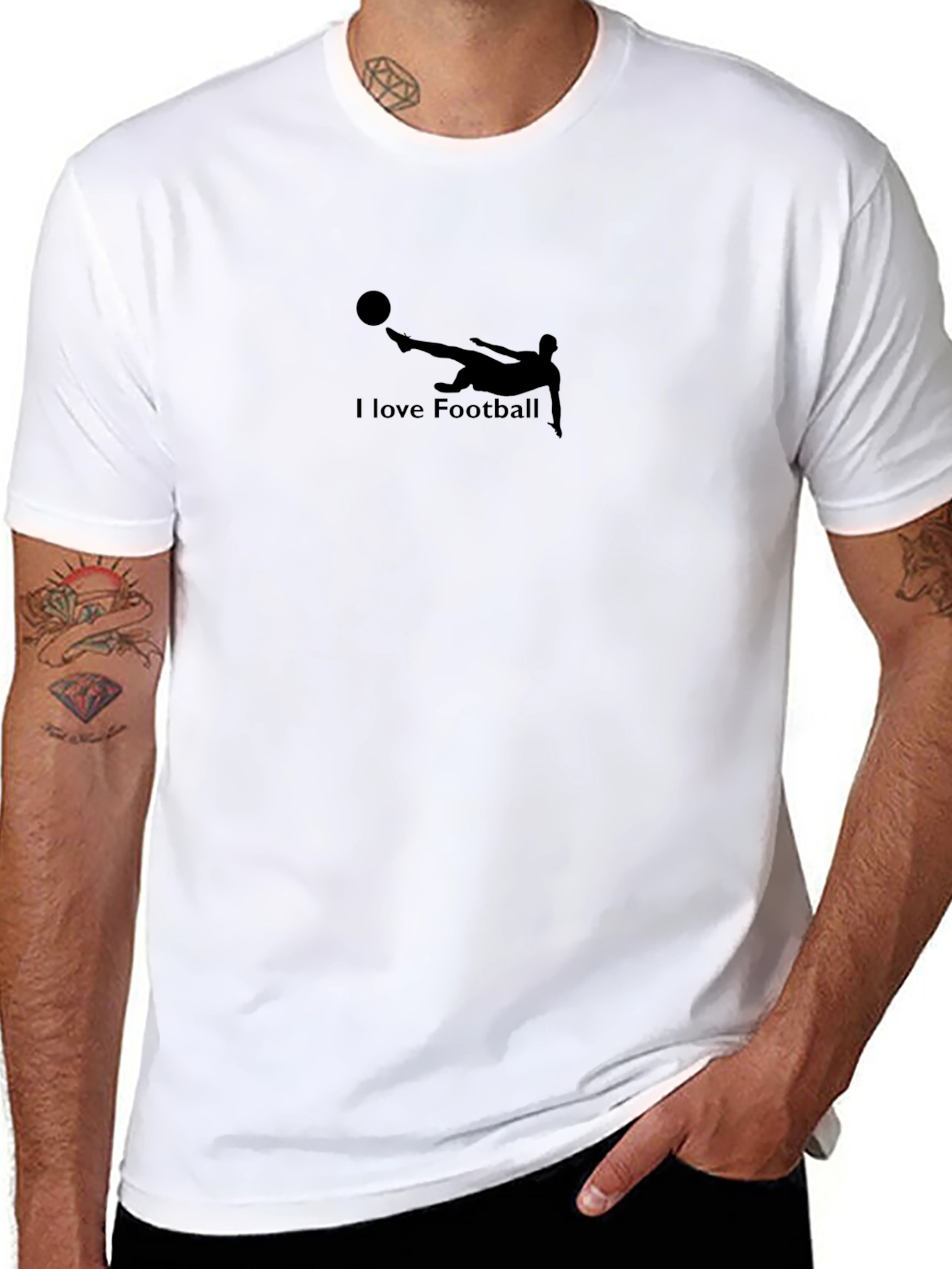 Black I Love Football Graphic T-Shirt