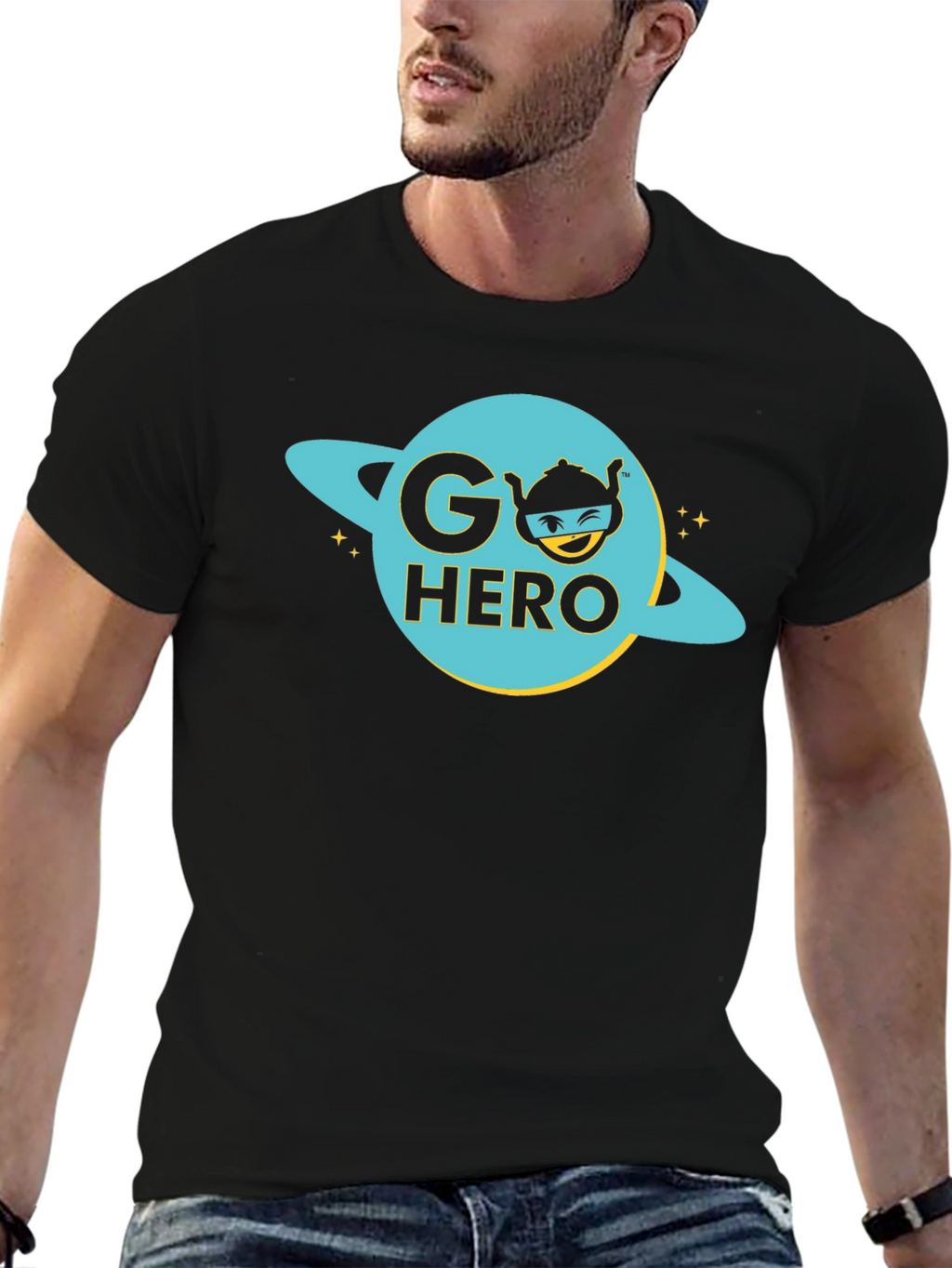 Go Hero Graphic Tee - Black Cotton T-Shirt