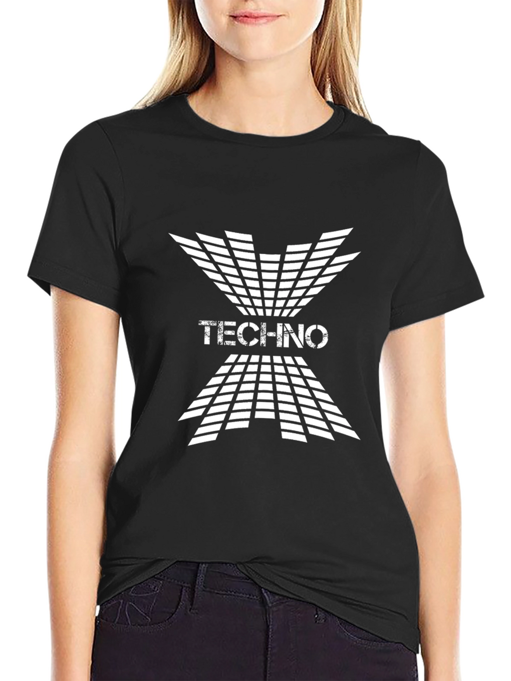Techno Grid Graphic Black T-Shirt