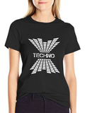 Techno Grid Graphic Black T-Shirt