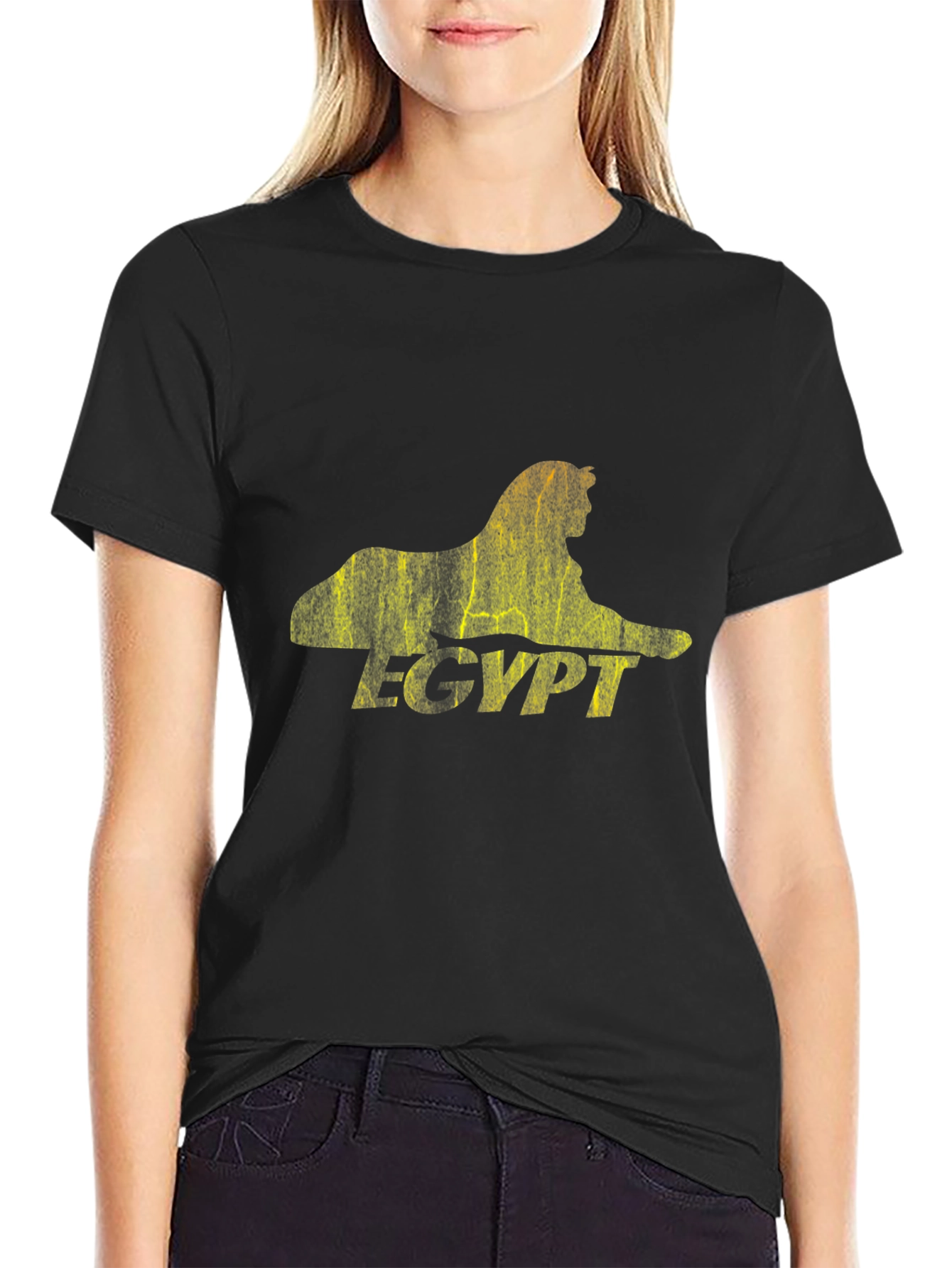 Egypt Sphinx Graphic Black T-Shirt