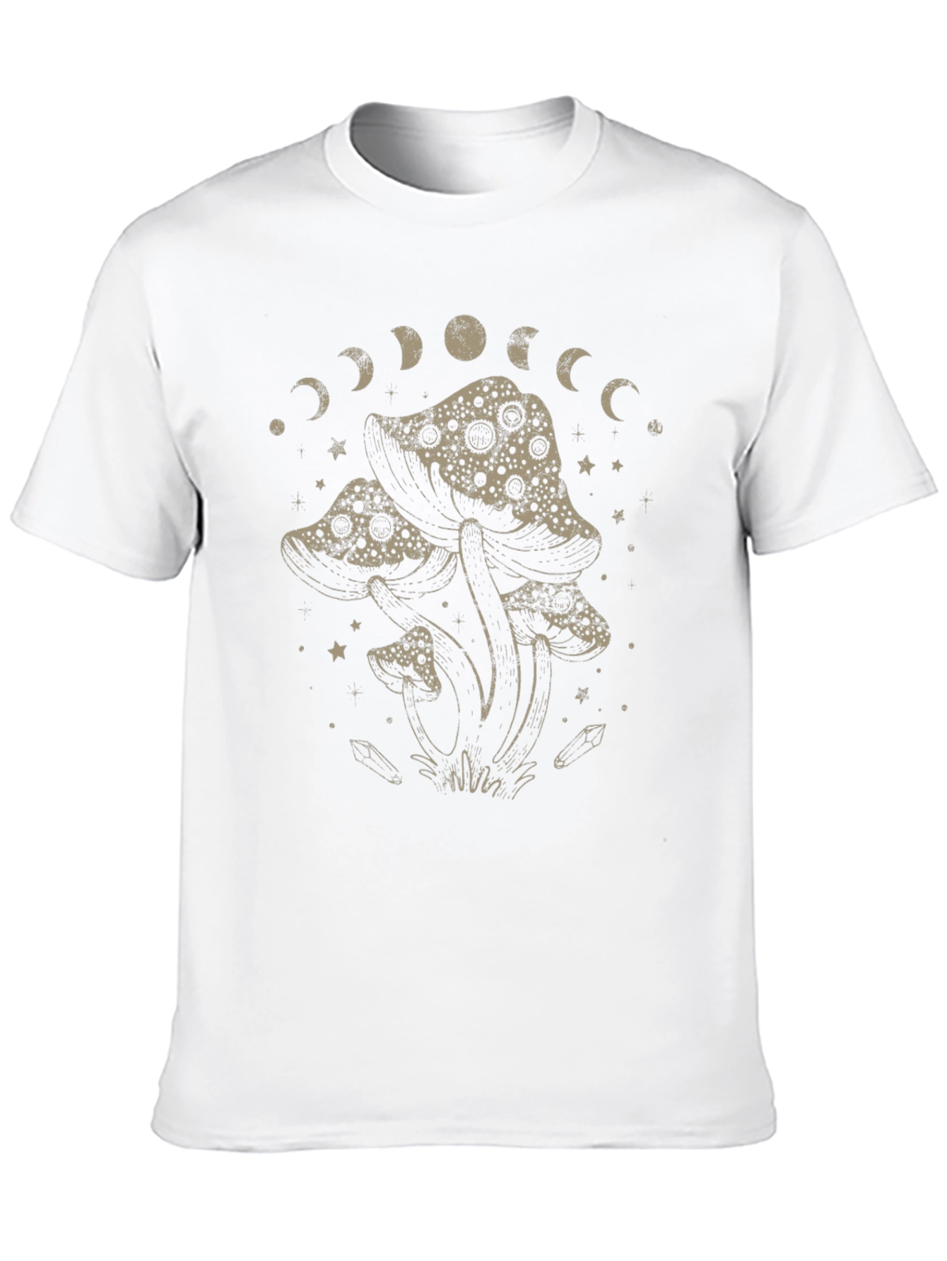 Mushroom Moon Phase Graphic T-Shirt - Black