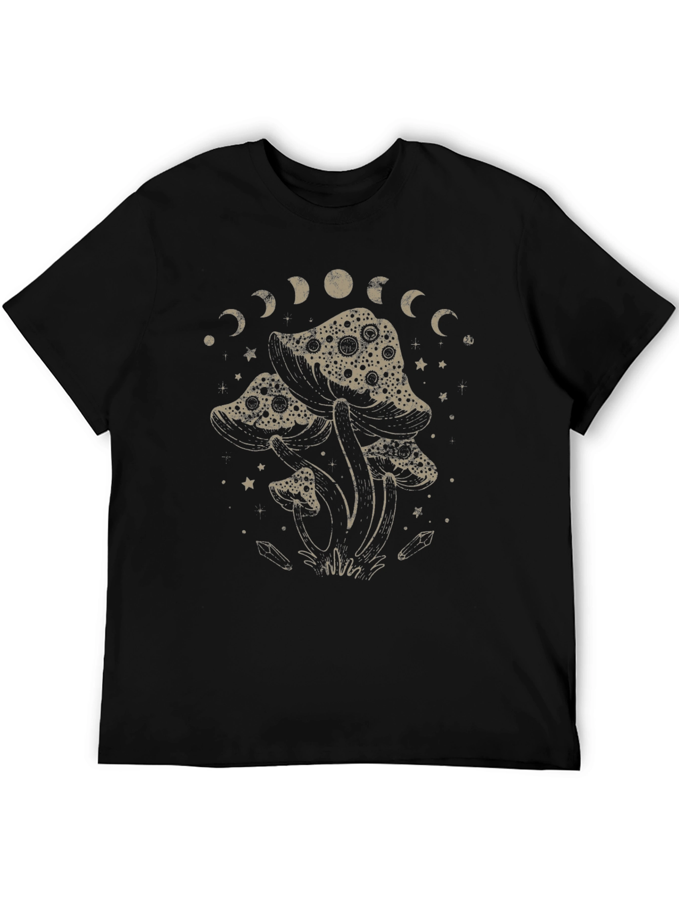 Mushroom Moon Phase Graphic T-Shirt - Black
