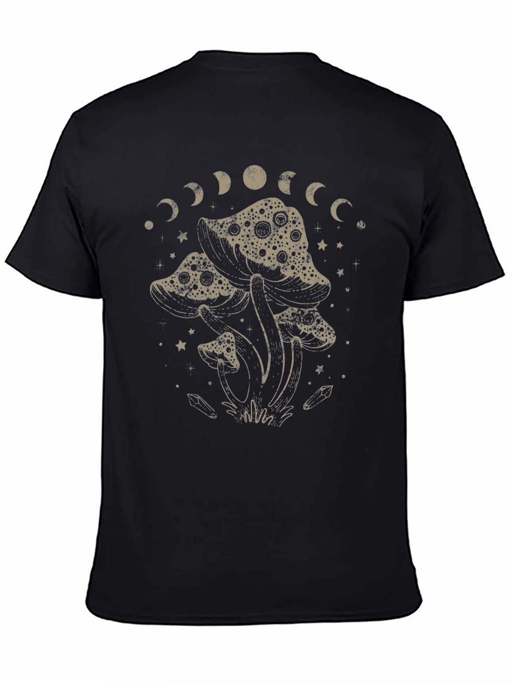 Mushroom Moon Phase Graphic T-Shirt - Black