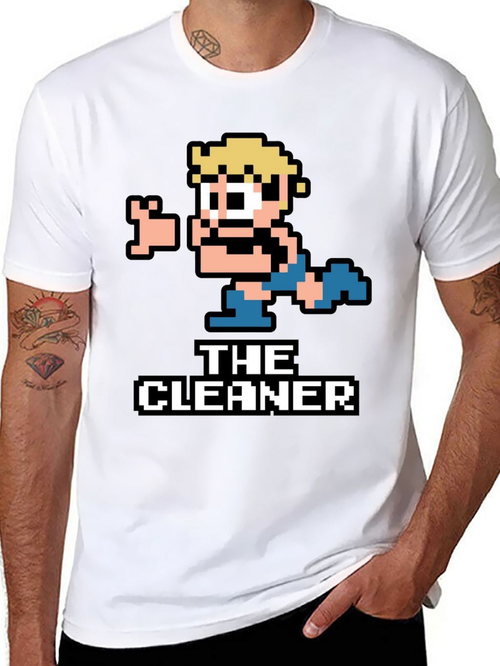 The Cleaner Retro Pixel Art Black T-Shirt