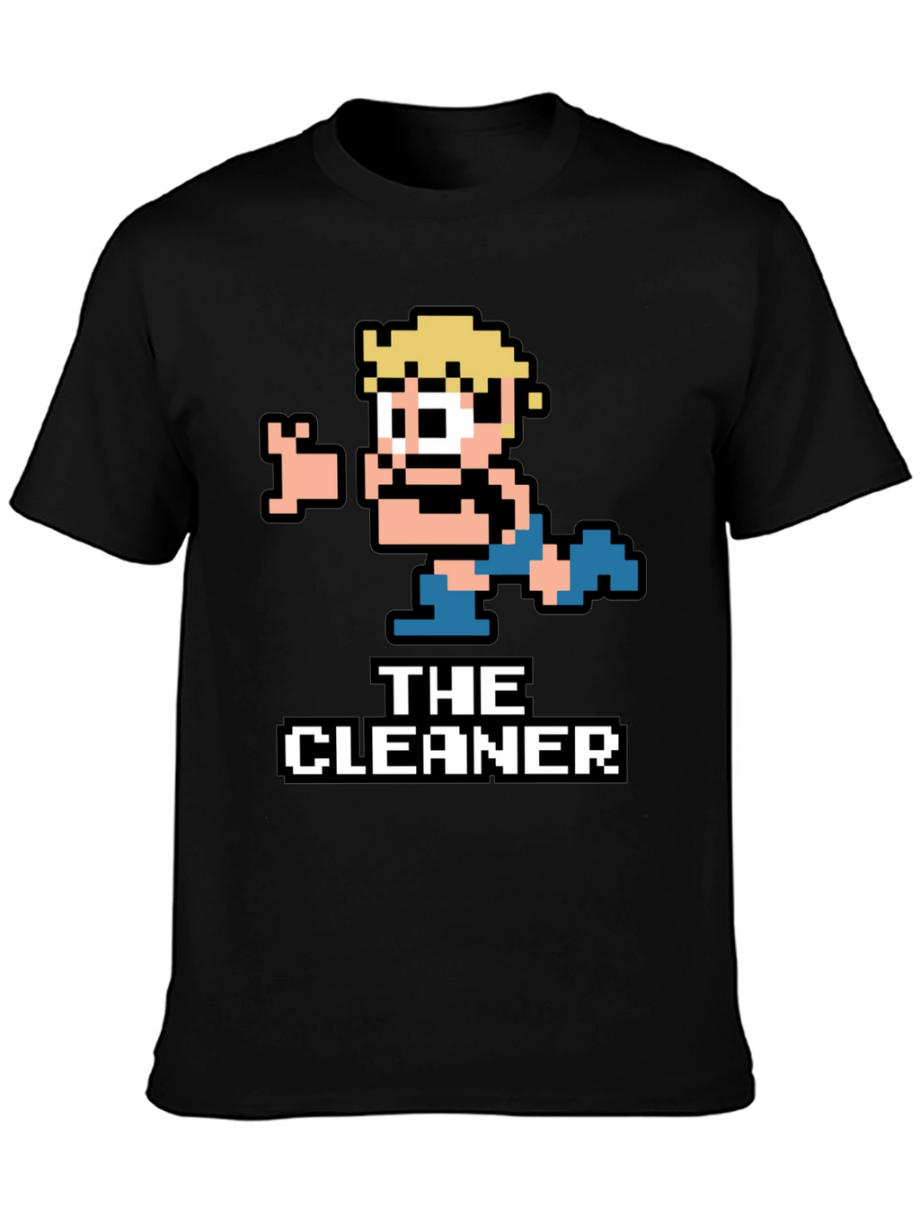 The Cleaner Retro Pixel Art Black T-Shirt