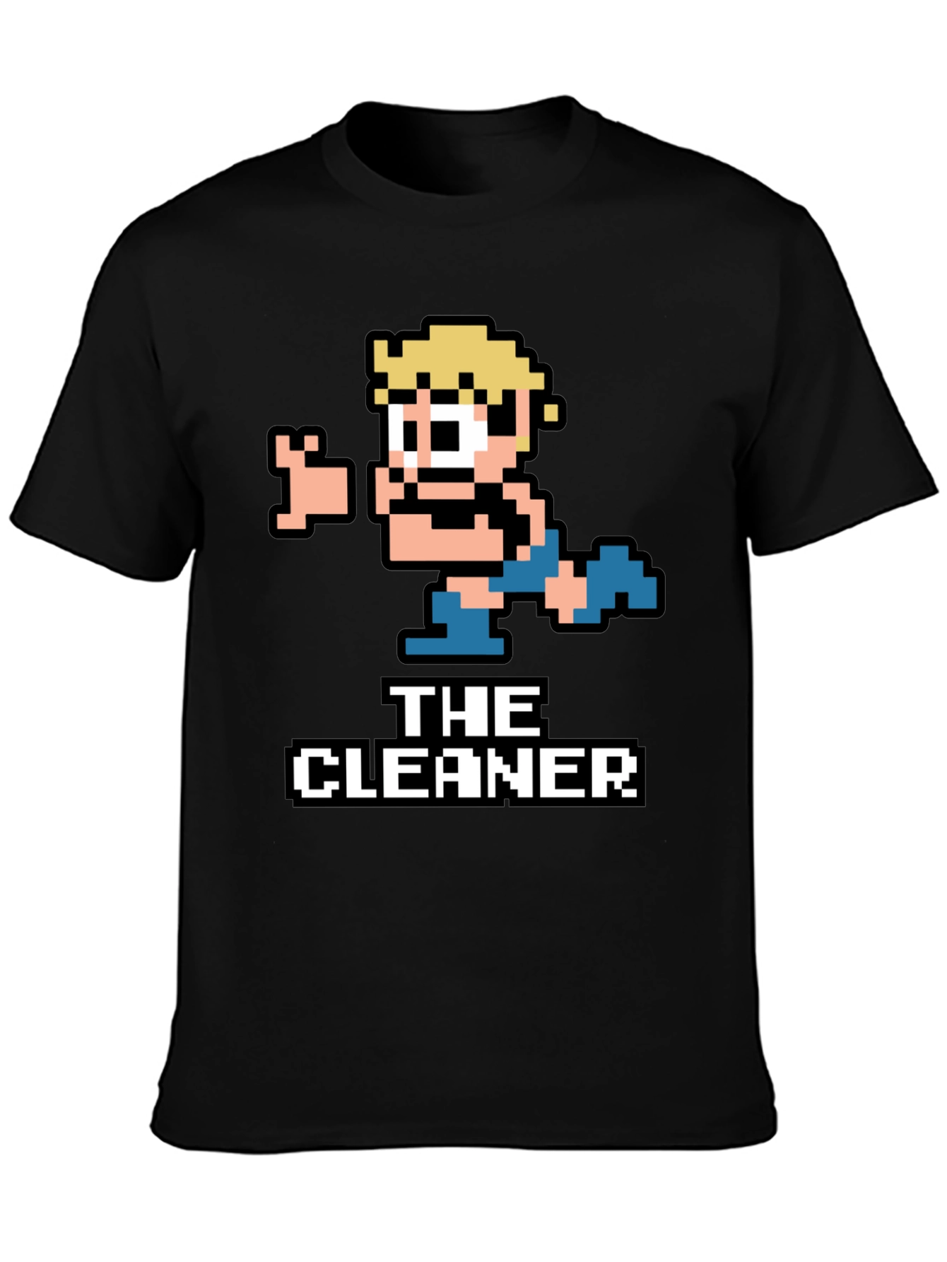 The Cleaner Retro Pixel Art Black T-Shirt