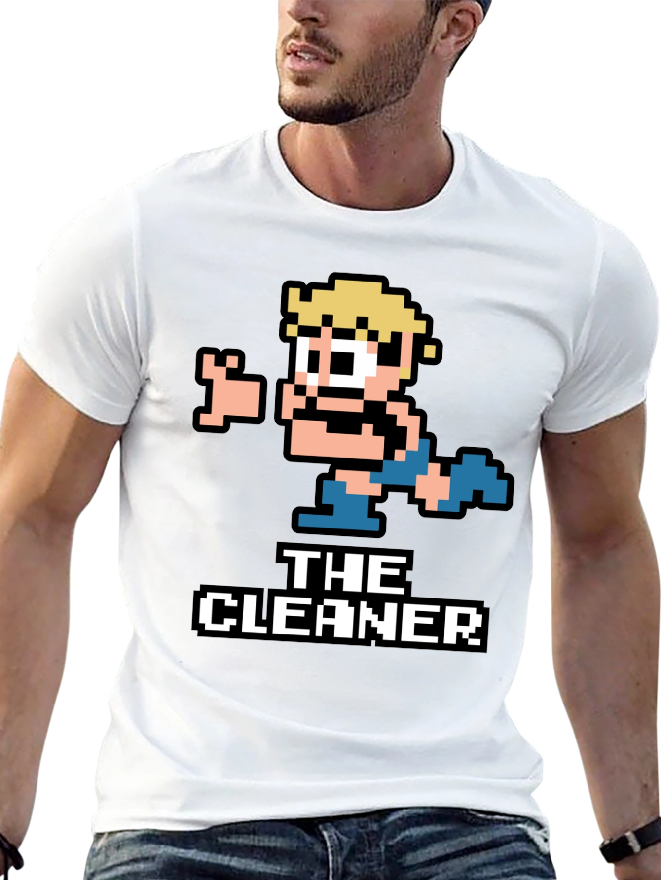 The Cleaner Retro Pixel Art Black T-Shirt