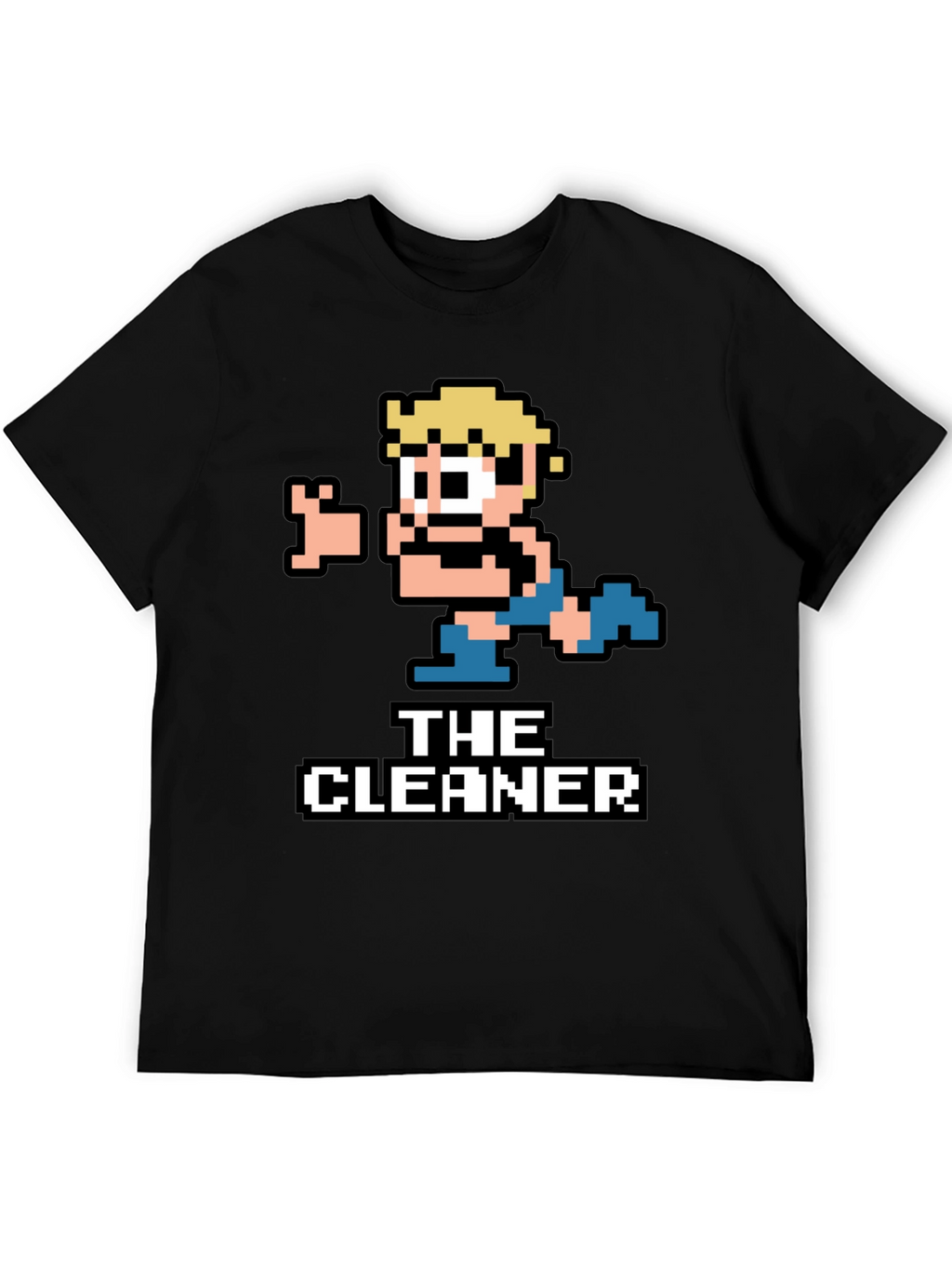 The Cleaner Retro Pixel Art Black T-Shirt