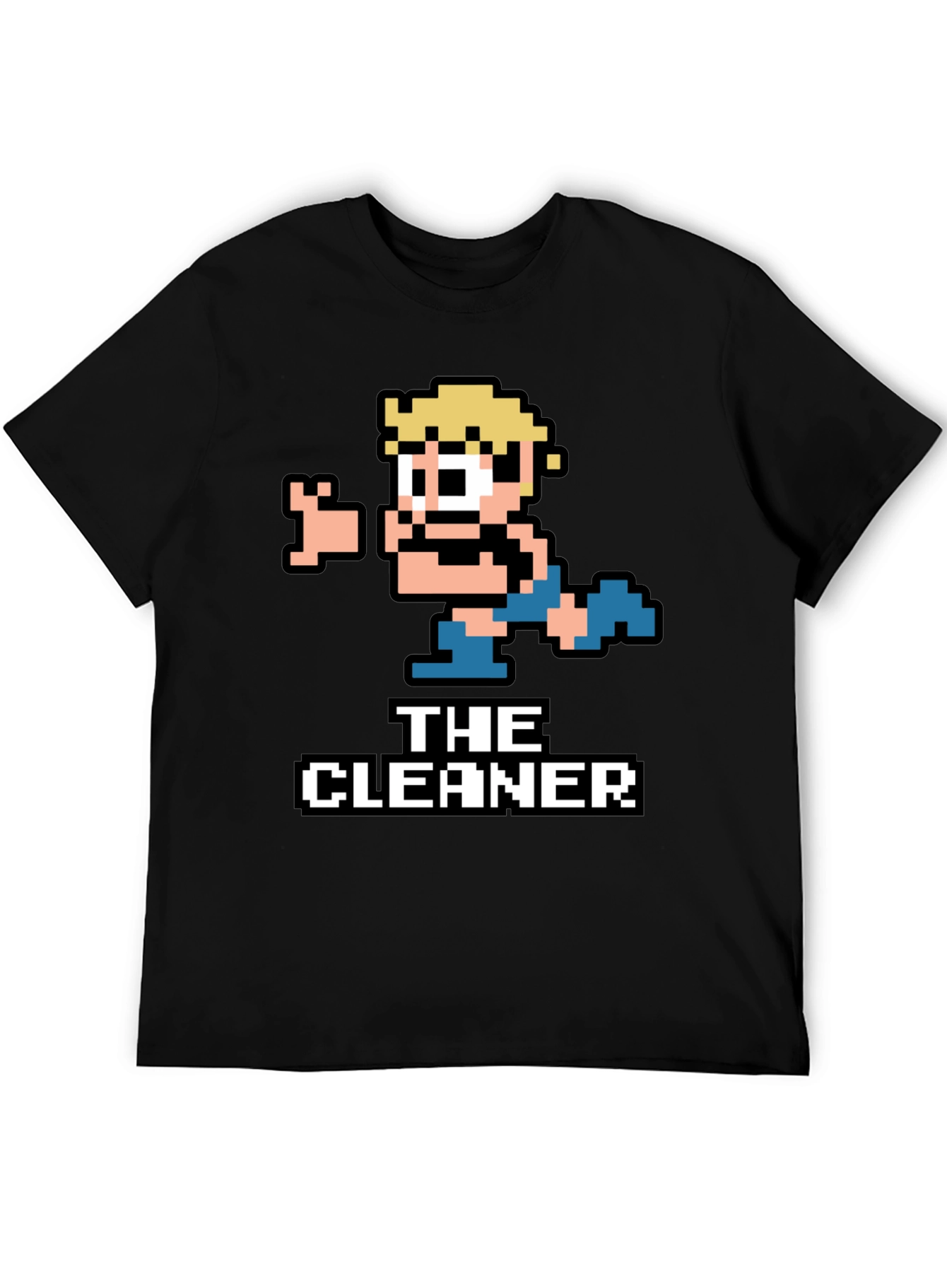 The Cleaner Retro Pixel Art Black T-Shirt