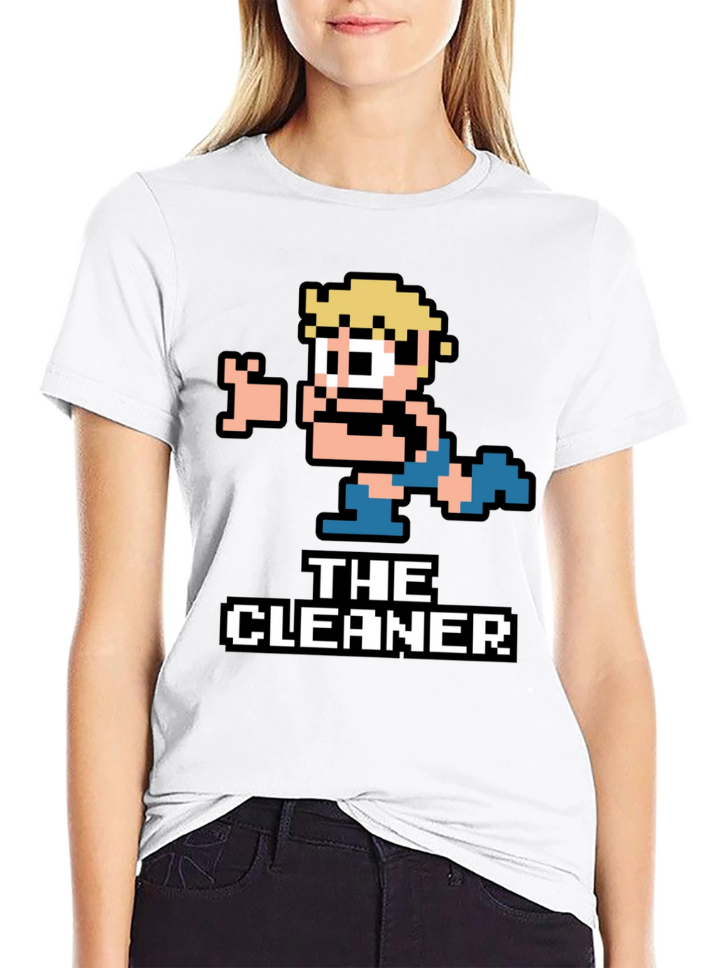 The Cleaner Retro Pixel Art Black T-Shirt