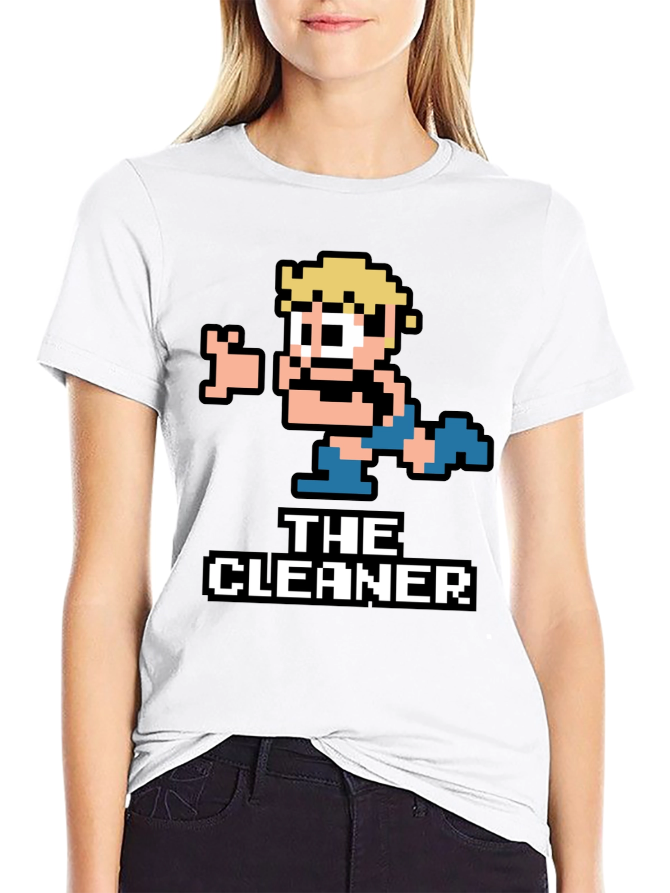 The Cleaner Retro Pixel Art Black T-Shirt