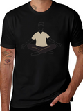 Mens Black T-Shirt with Meditating Graphic