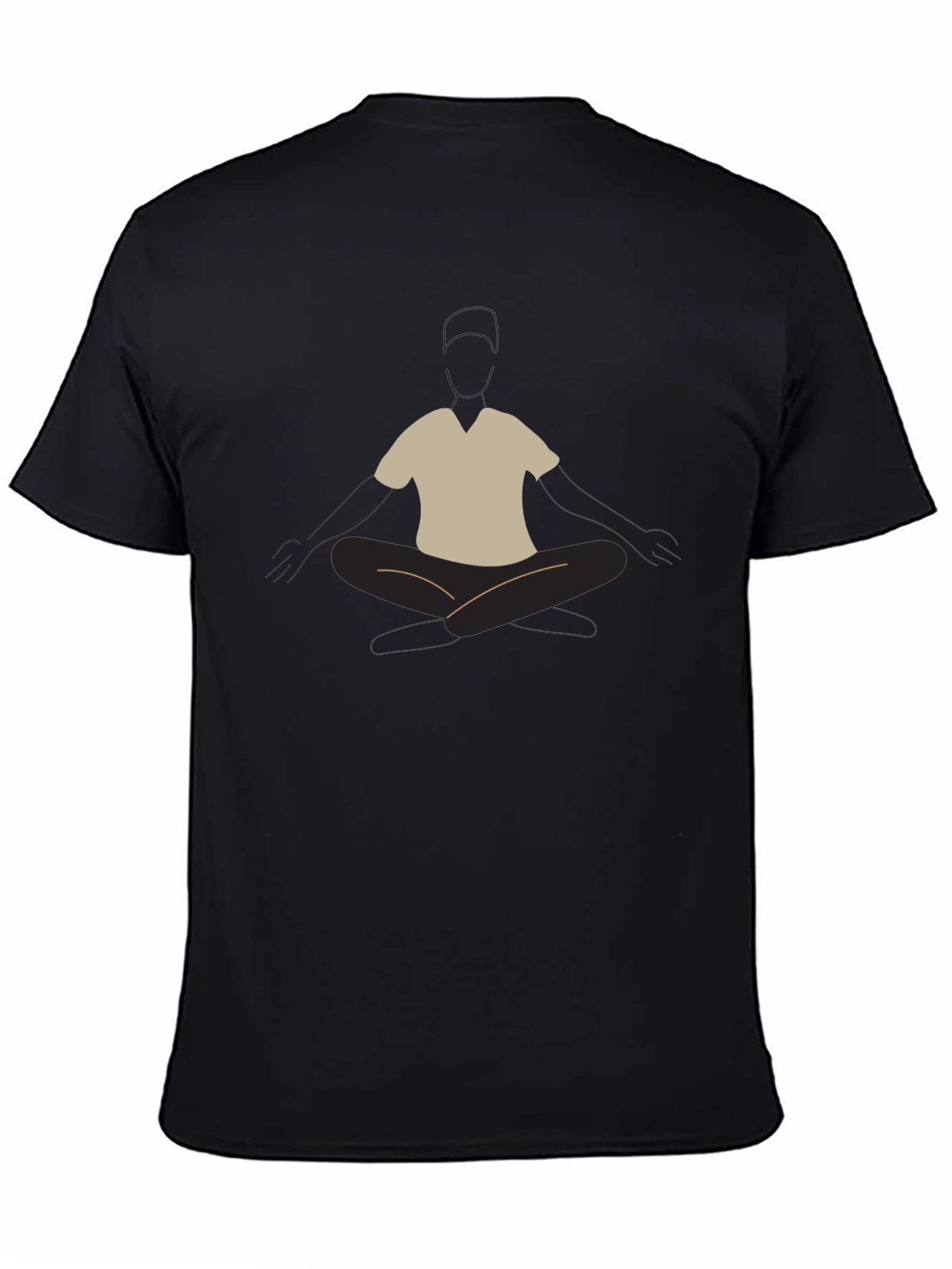Mens Black T-Shirt with Meditating Graphic