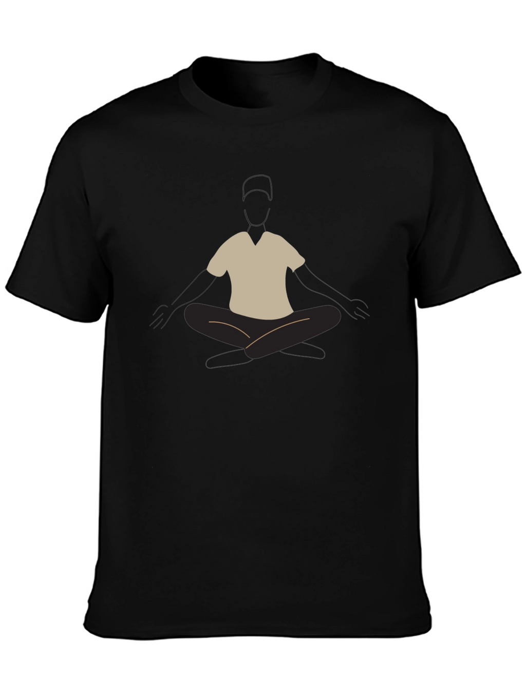 Mens Black T-Shirt with Meditating Graphic