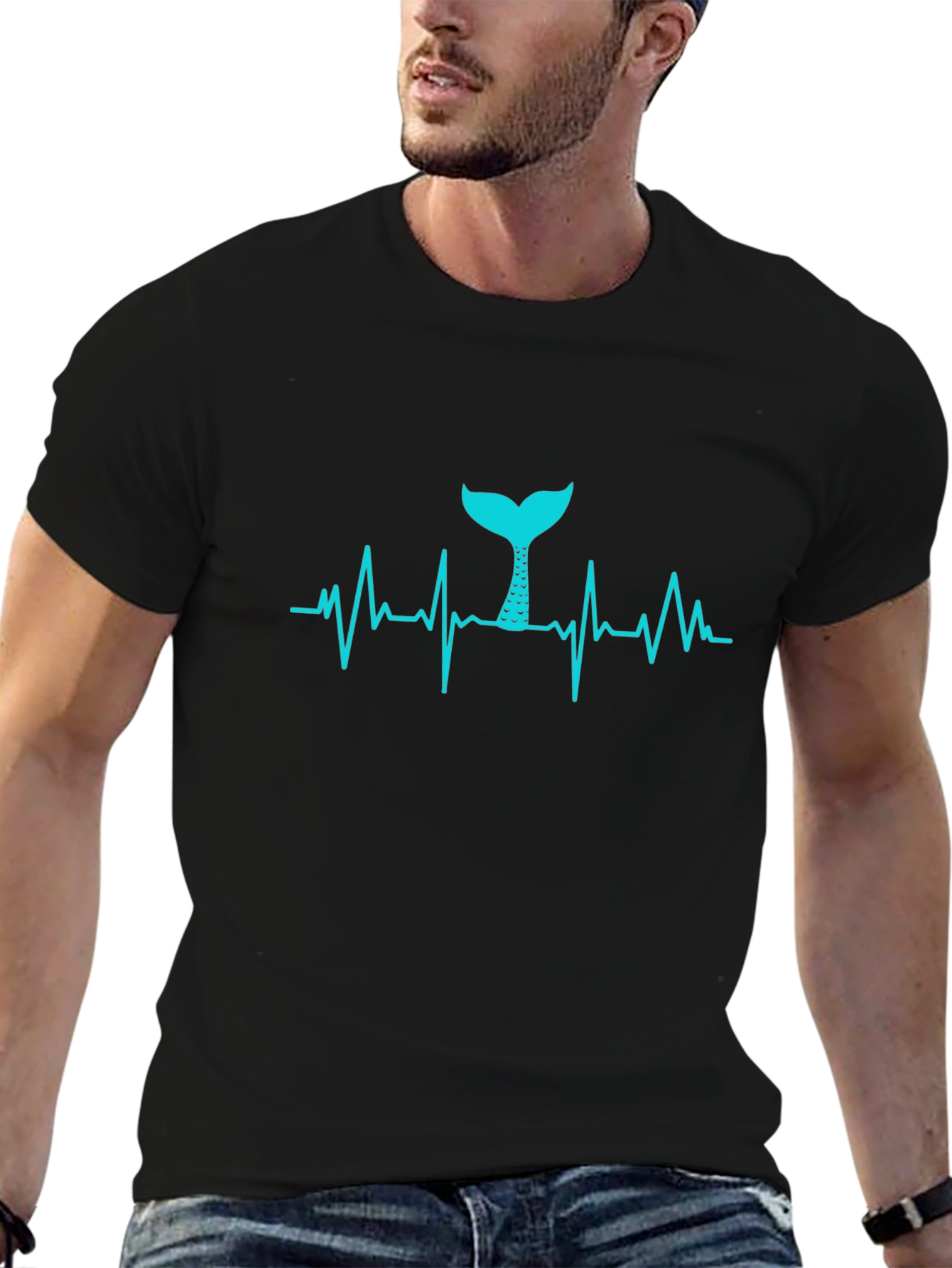 Mermaid Heartbeat T-Shirt - Black Tee