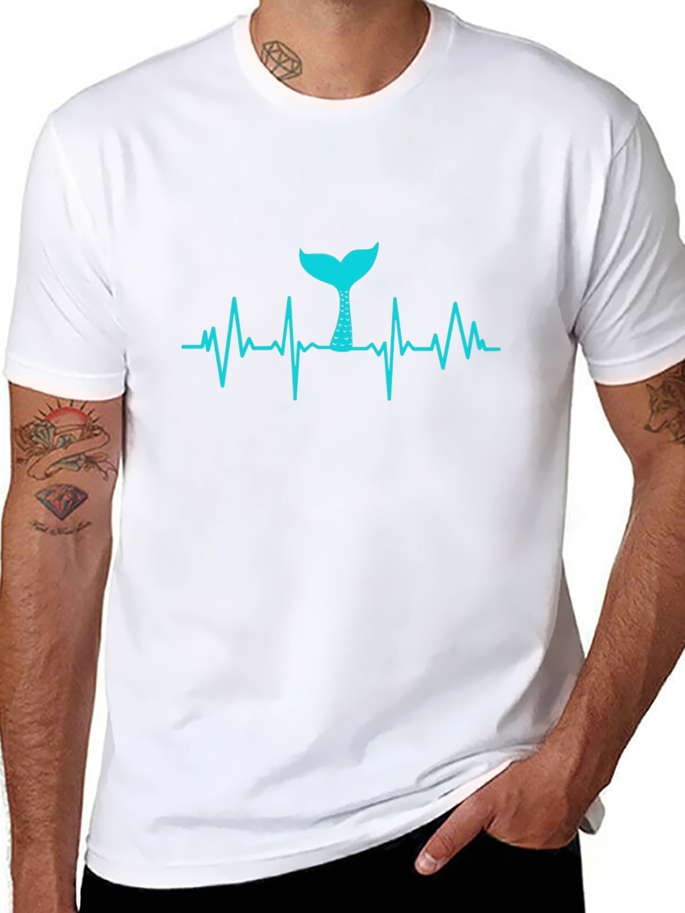 Mermaid Heartbeat T-Shirt - Black Tee