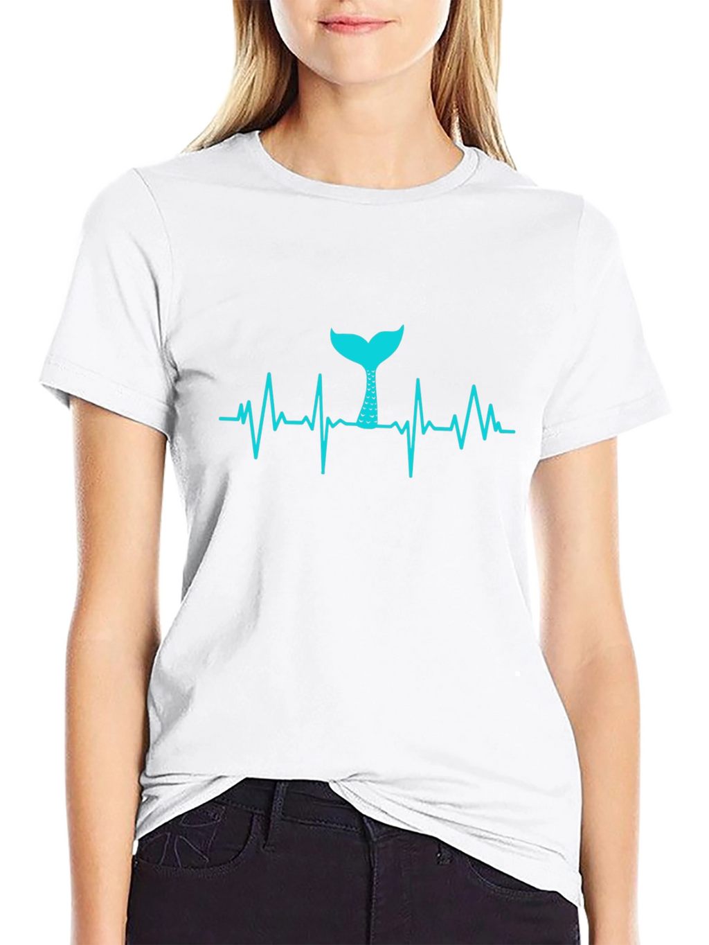 Mermaid Heartbeat T-Shirt - Black Tee