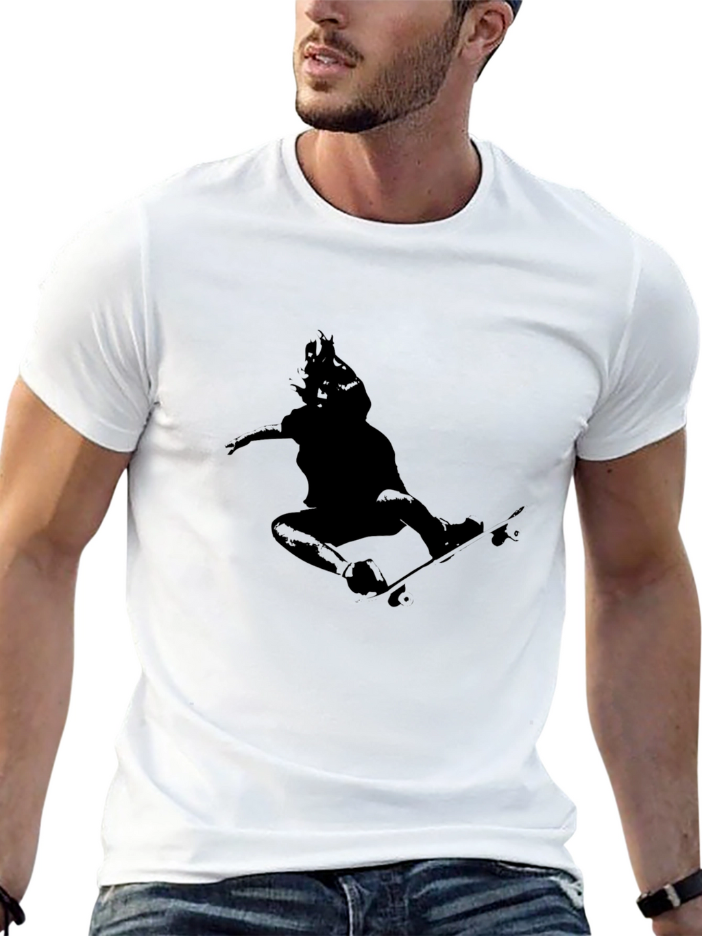 Skateboarder Silhouette Black T-Shirt