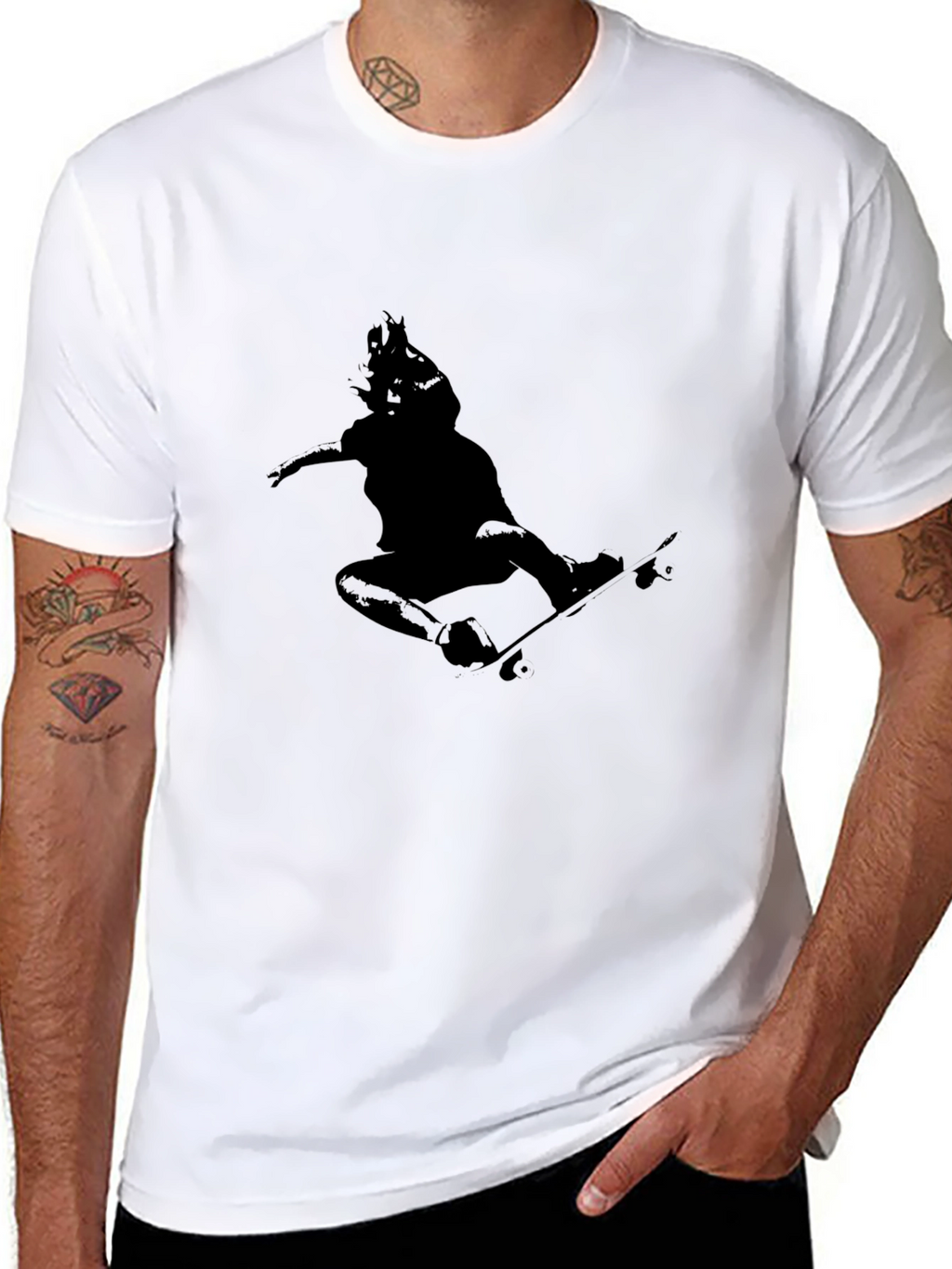 Skateboarder Silhouette Black T-Shirt