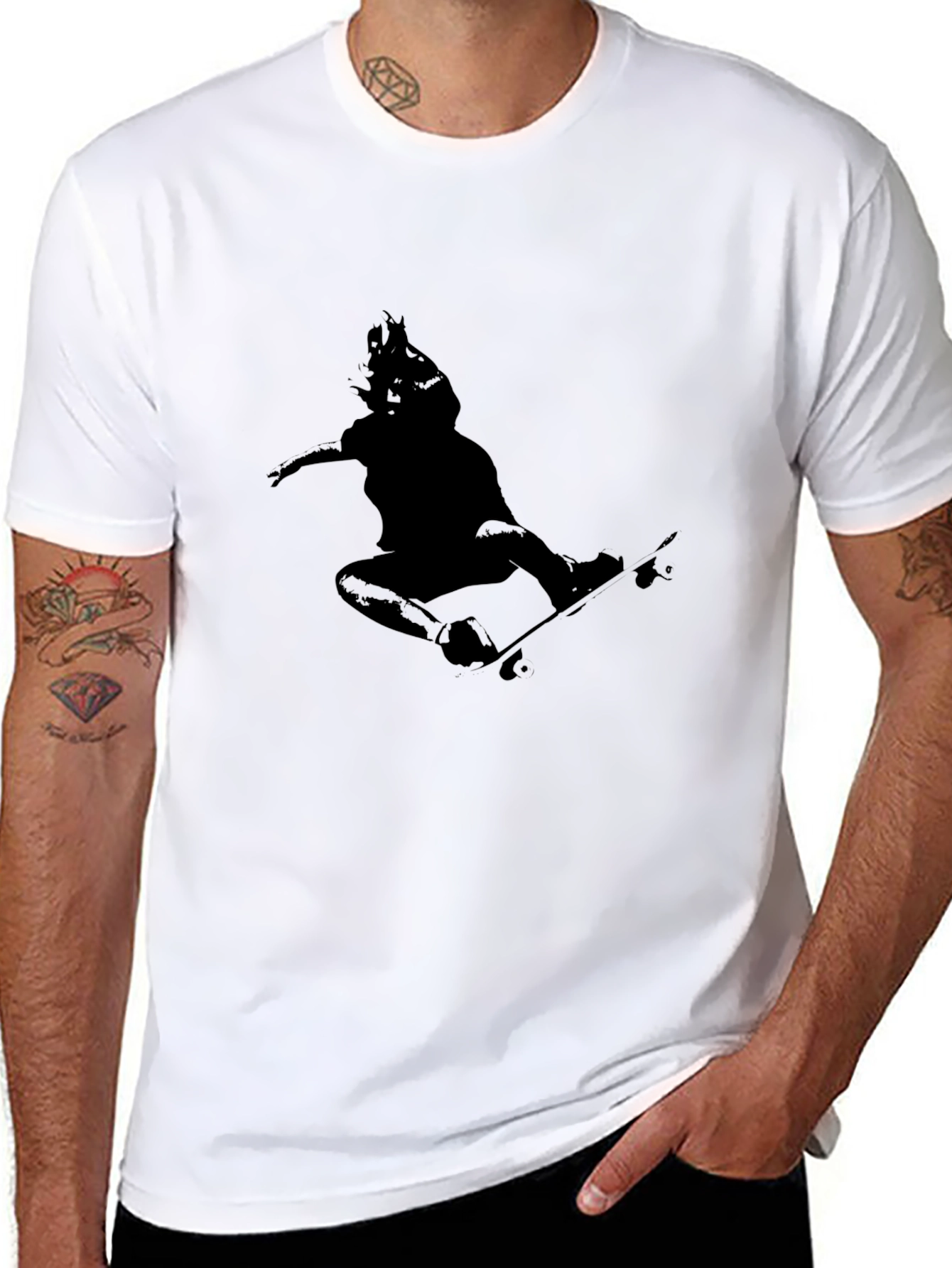 Skateboarder Silhouette Black T-Shirt