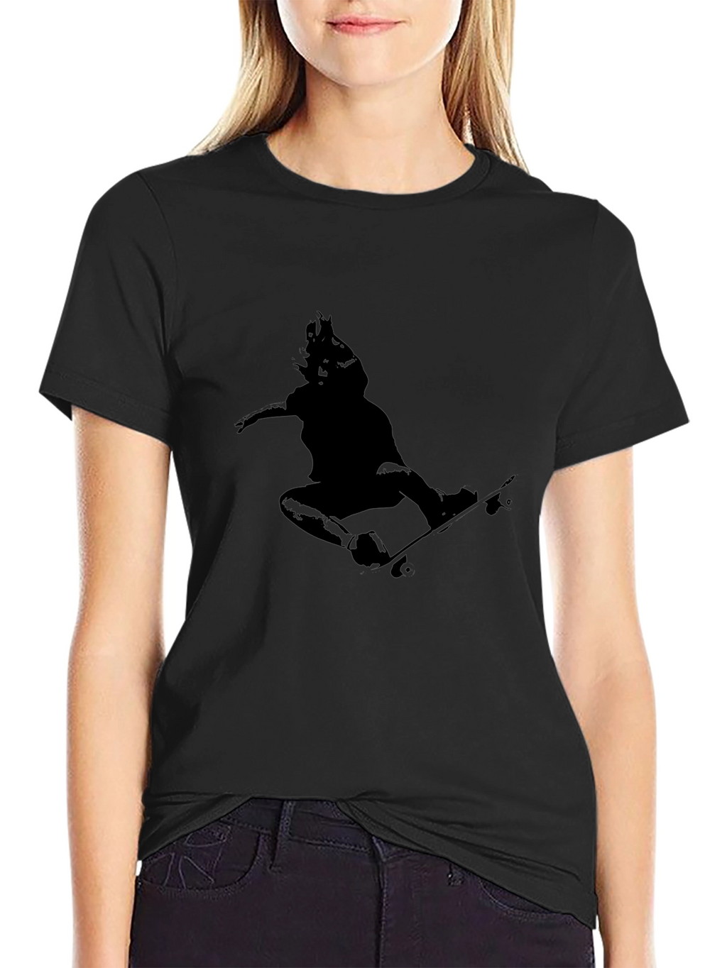 Skateboarder Silhouette Black T-Shirt