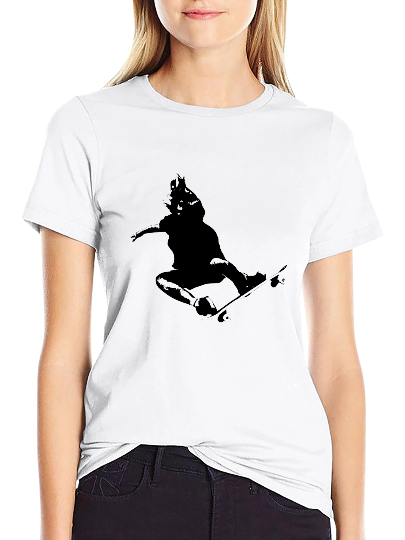 Skateboarder Silhouette Black T-Shirt