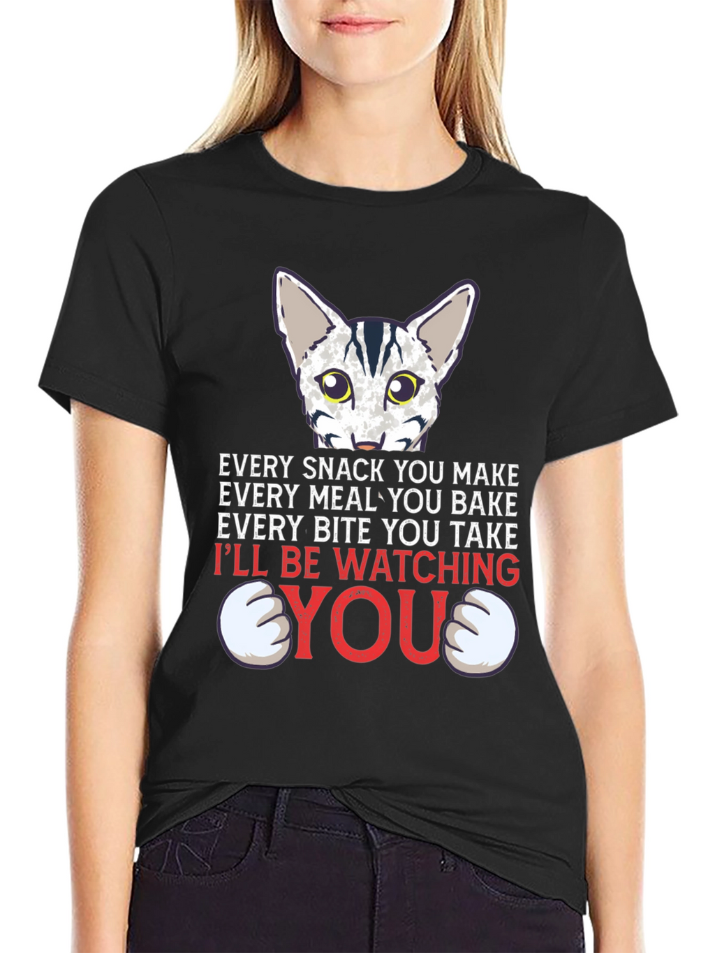 Funny Cat Lover T-Shirt - Every Snack You Make