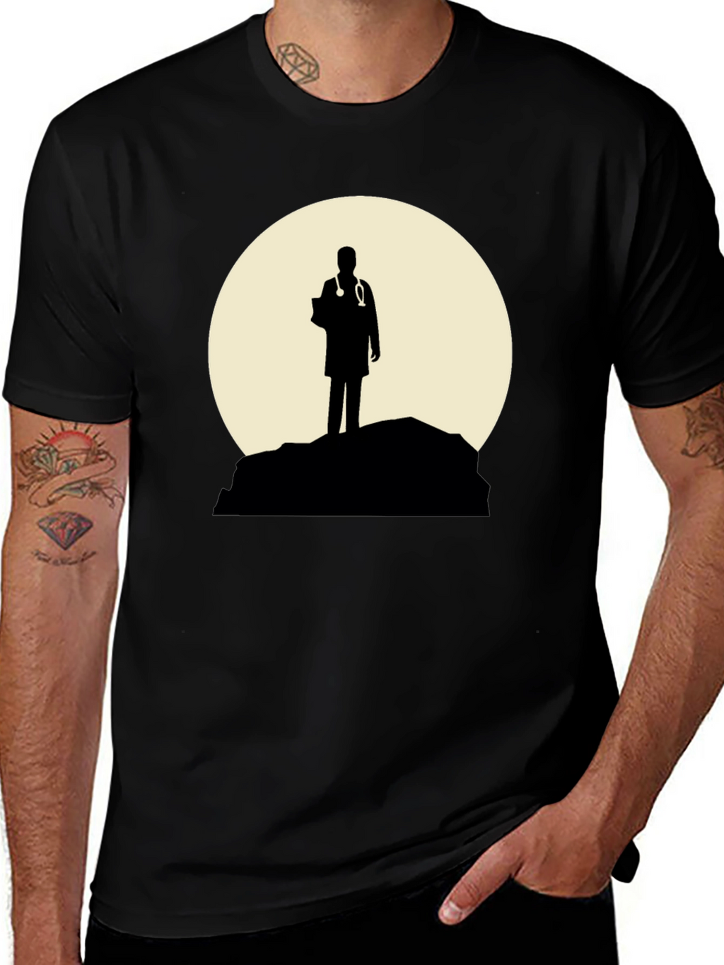 Doctor Silhouette Graphic T-Shirt - Black