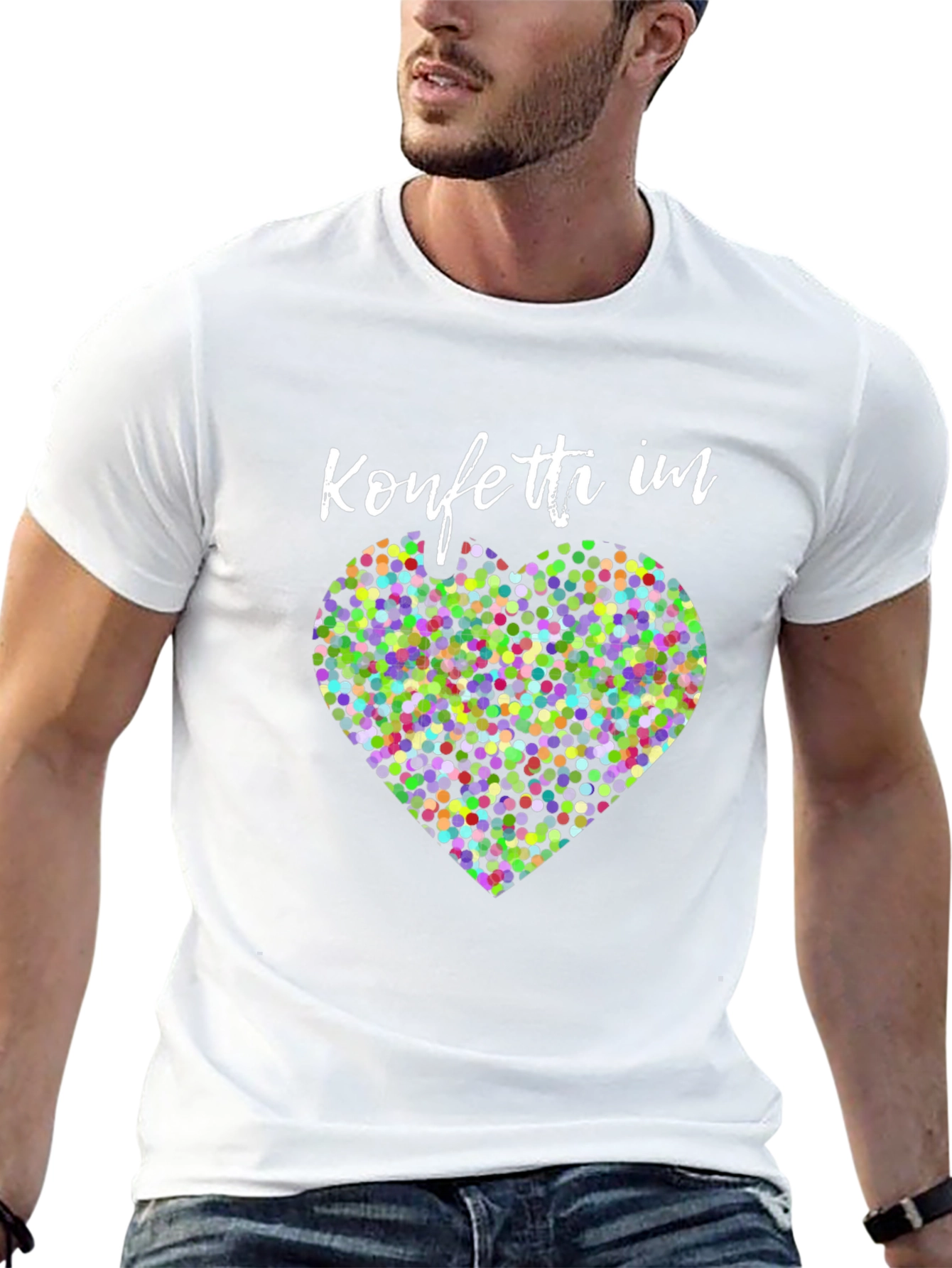 Confetti Heart Graphic Tee - Stylish Black Shirt