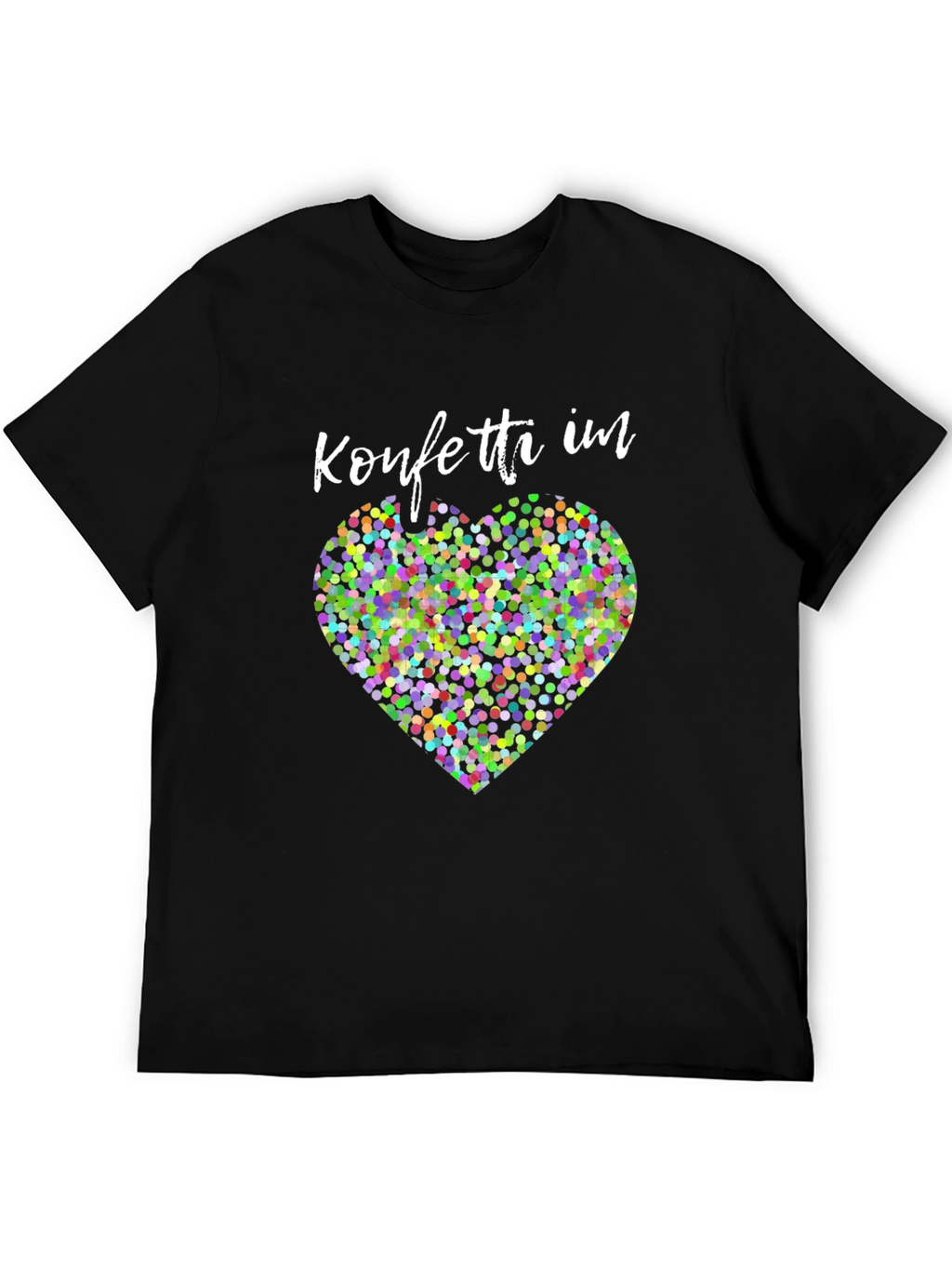 Confetti Heart Graphic Tee - Stylish Black Shirt