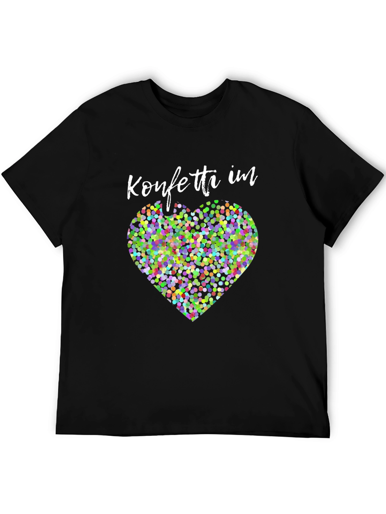 Confetti Heart Graphic Tee - Stylish Black Shirt