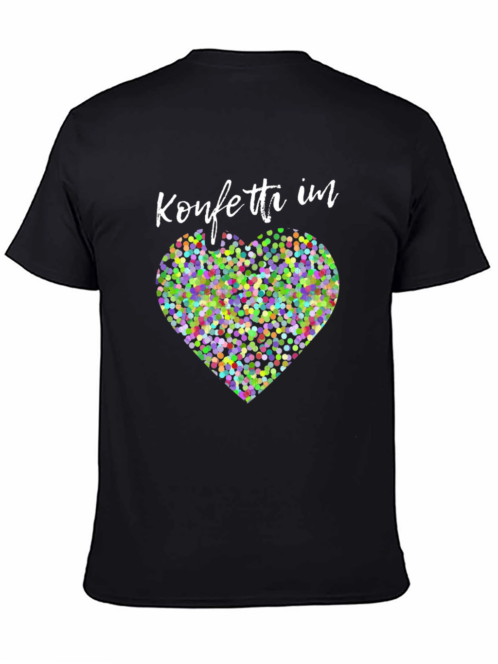 Confetti Heart Graphic Tee - Stylish Black Shirt