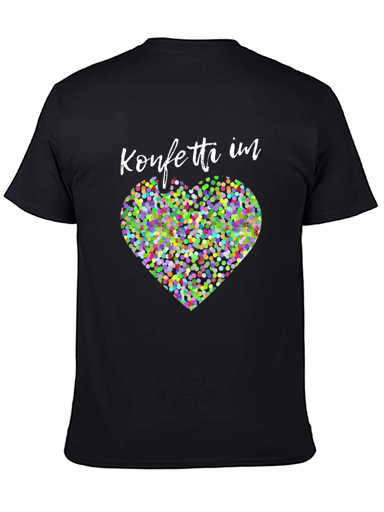 Confetti Heart Graphic Tee - Stylish Black Shirt