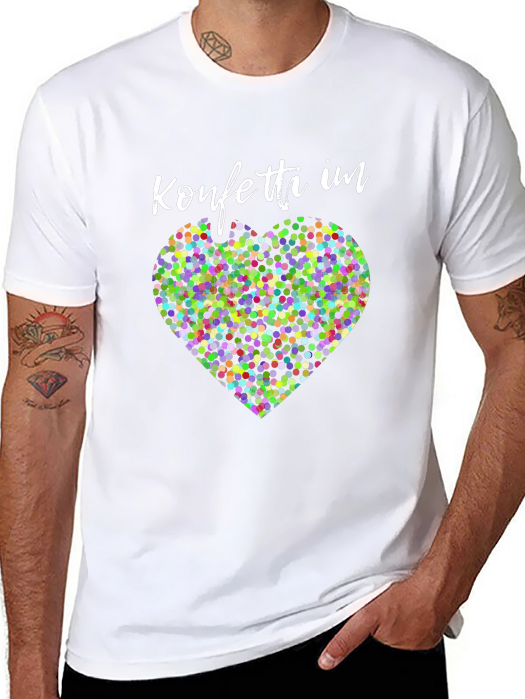 Confetti Heart Graphic Tee - Stylish Black Shirt