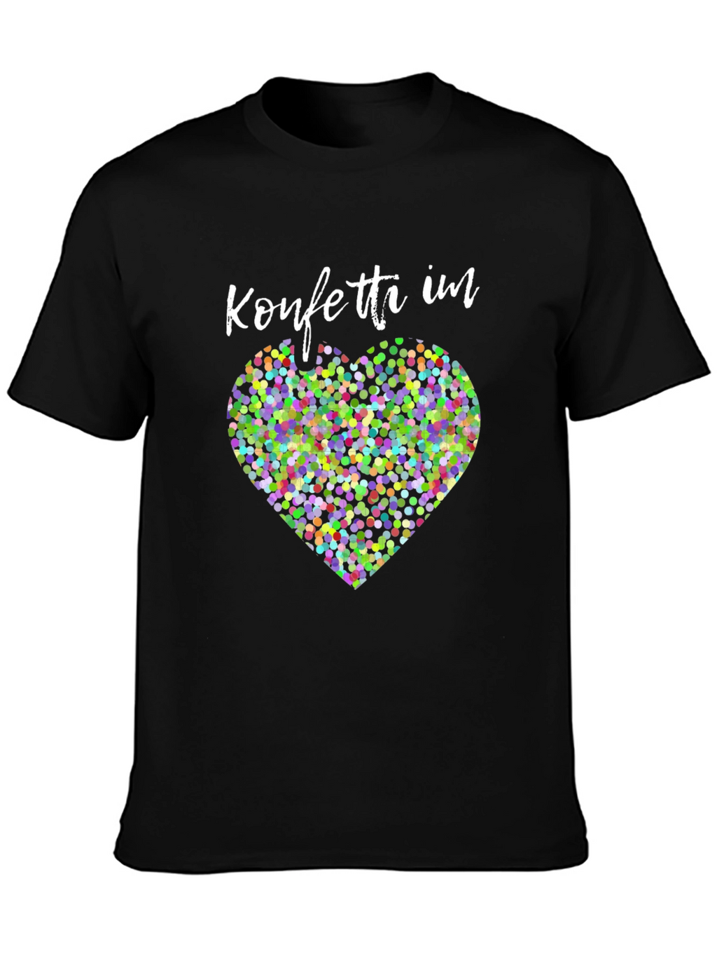 Confetti Heart Graphic Tee - Stylish Black Shirt