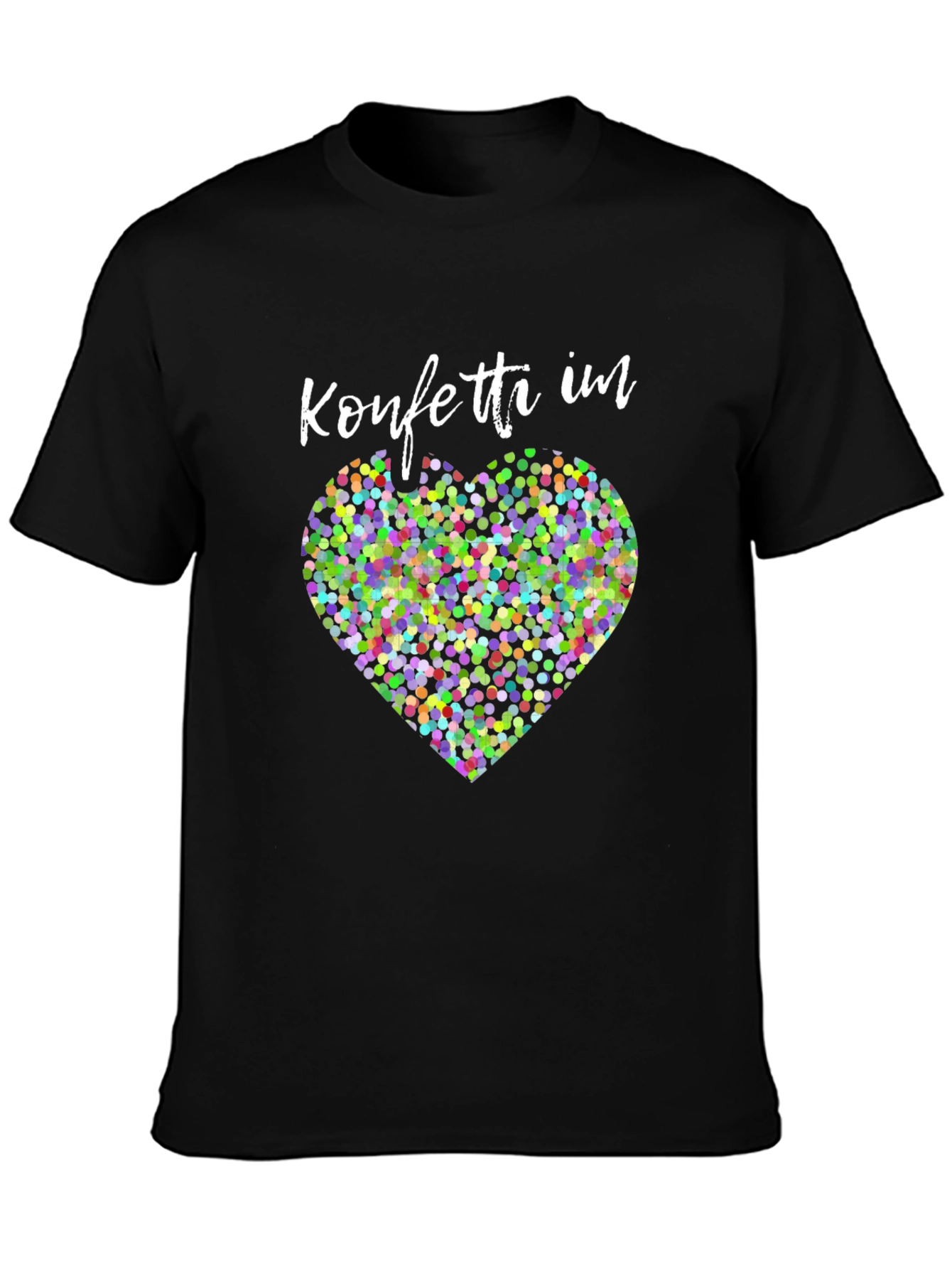 Confetti Heart Graphic Tee - Stylish Black Shirt