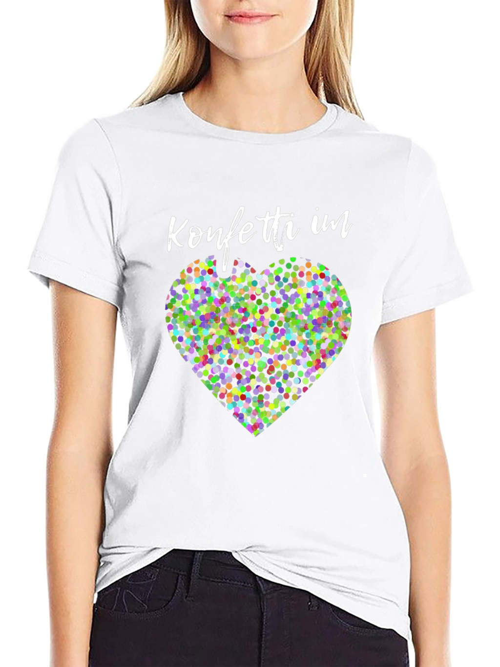 Confetti Heart Graphic Tee - Stylish Black Shirt