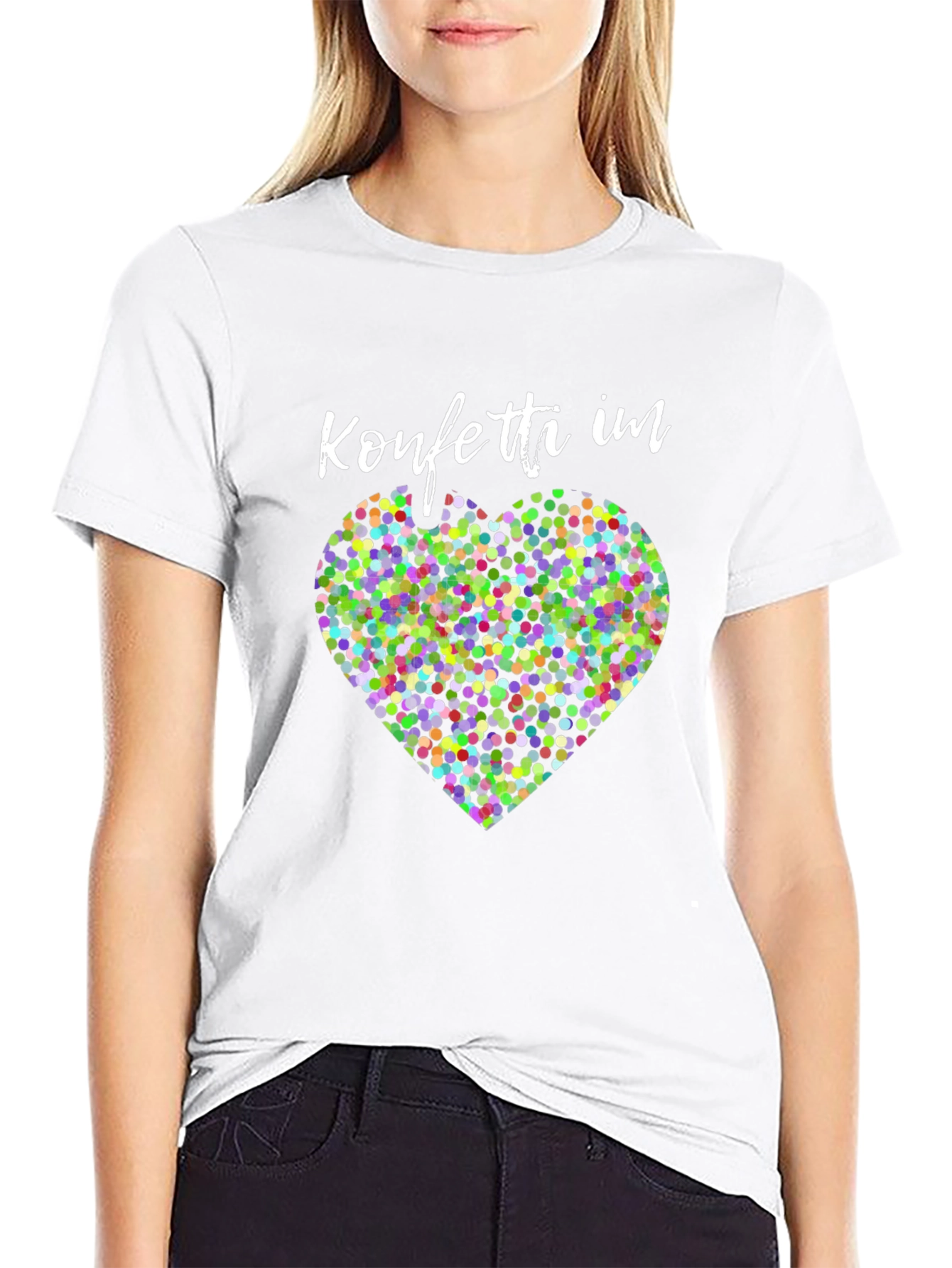 Confetti Heart Graphic Tee - Stylish Black Shirt