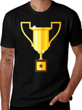 Trophy Graphic Tee - Black Cotton Blend T-Shirt