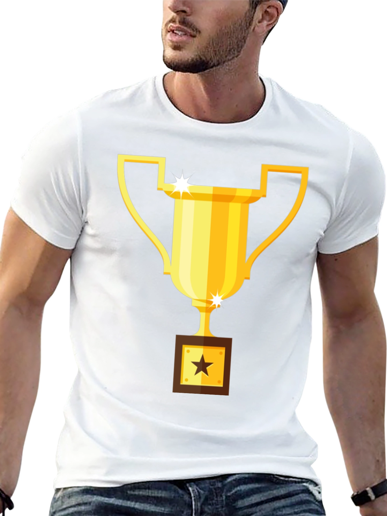 Trophy Graphic Tee - Black Cotton Blend T-Shirt