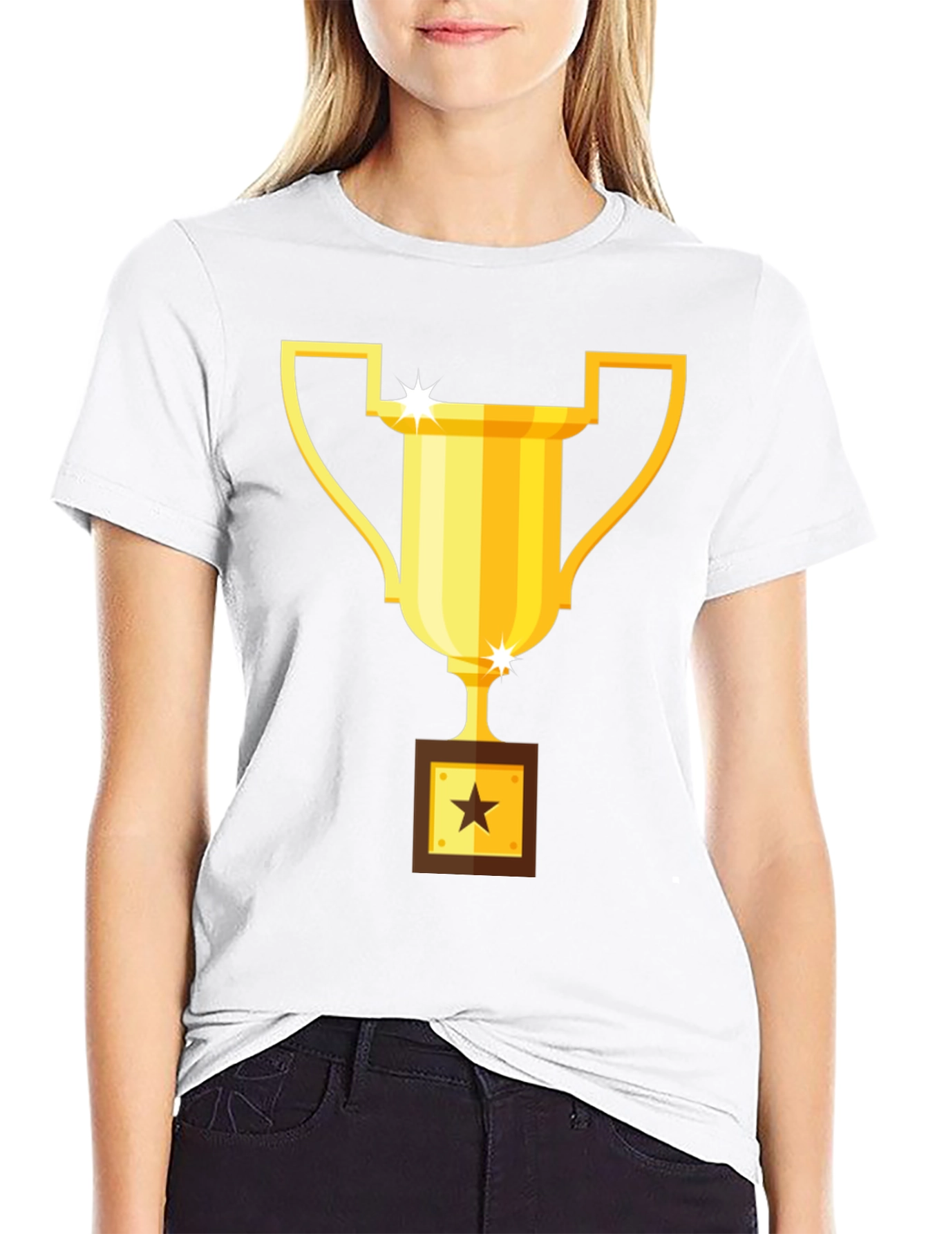 Trophy Graphic Tee - Black Cotton Blend T-Shirt