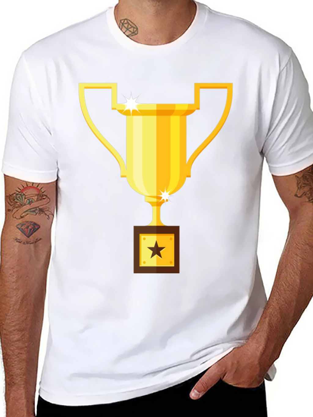 Trophy Graphic Tee - Black Cotton Blend T-Shirt
