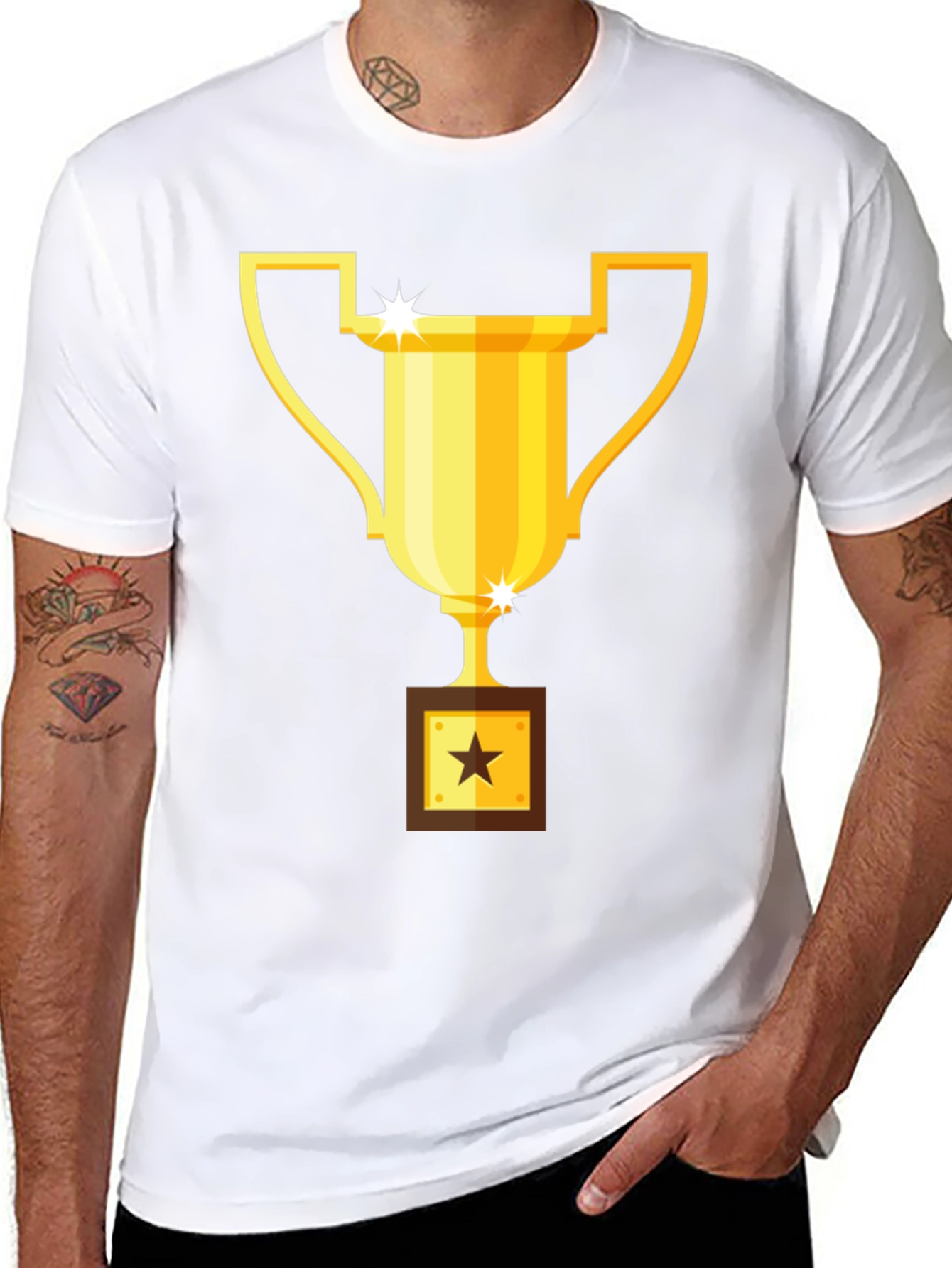 Trophy Graphic Tee - Black Cotton Blend T-Shirt