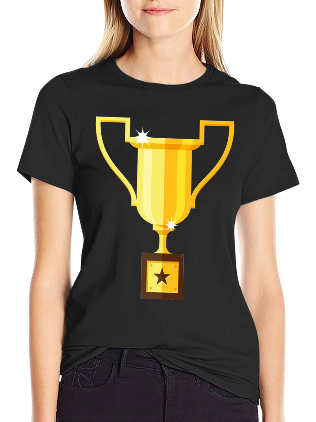 Trophy Graphic Tee - Black Cotton Blend T-Shirt
