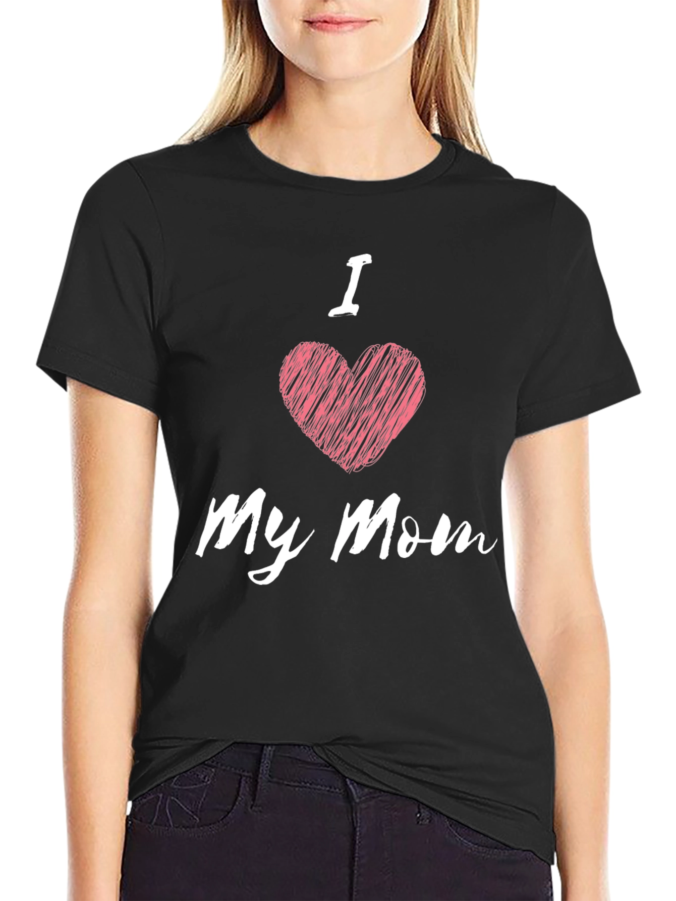 I Heart My Mom Black T-Shirt - Mens