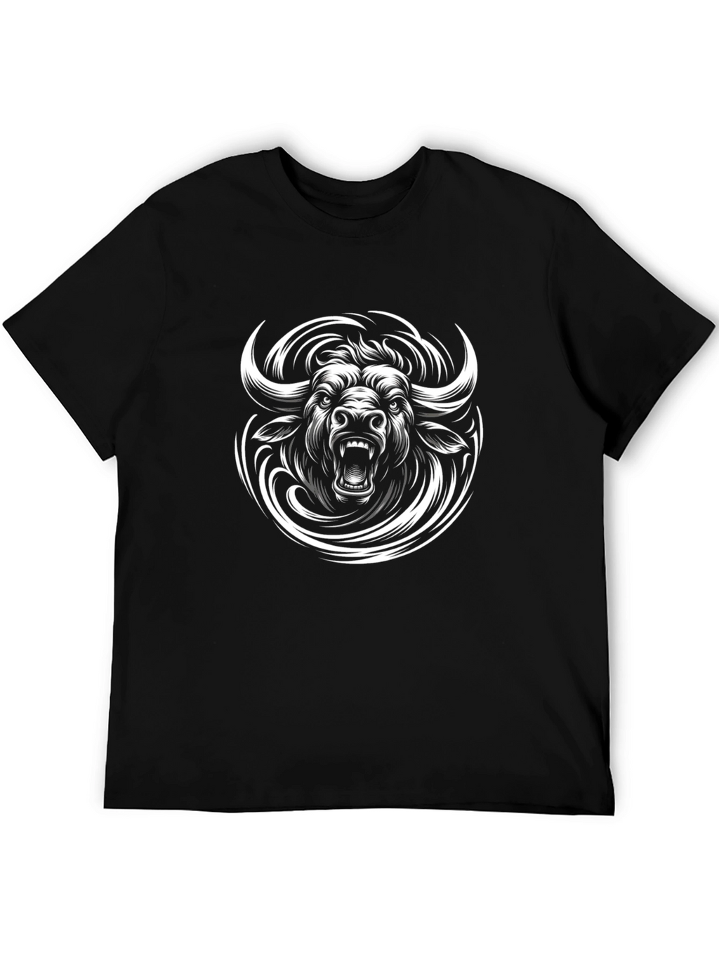 Black Bull Graphic Tee - Bold Animal Print